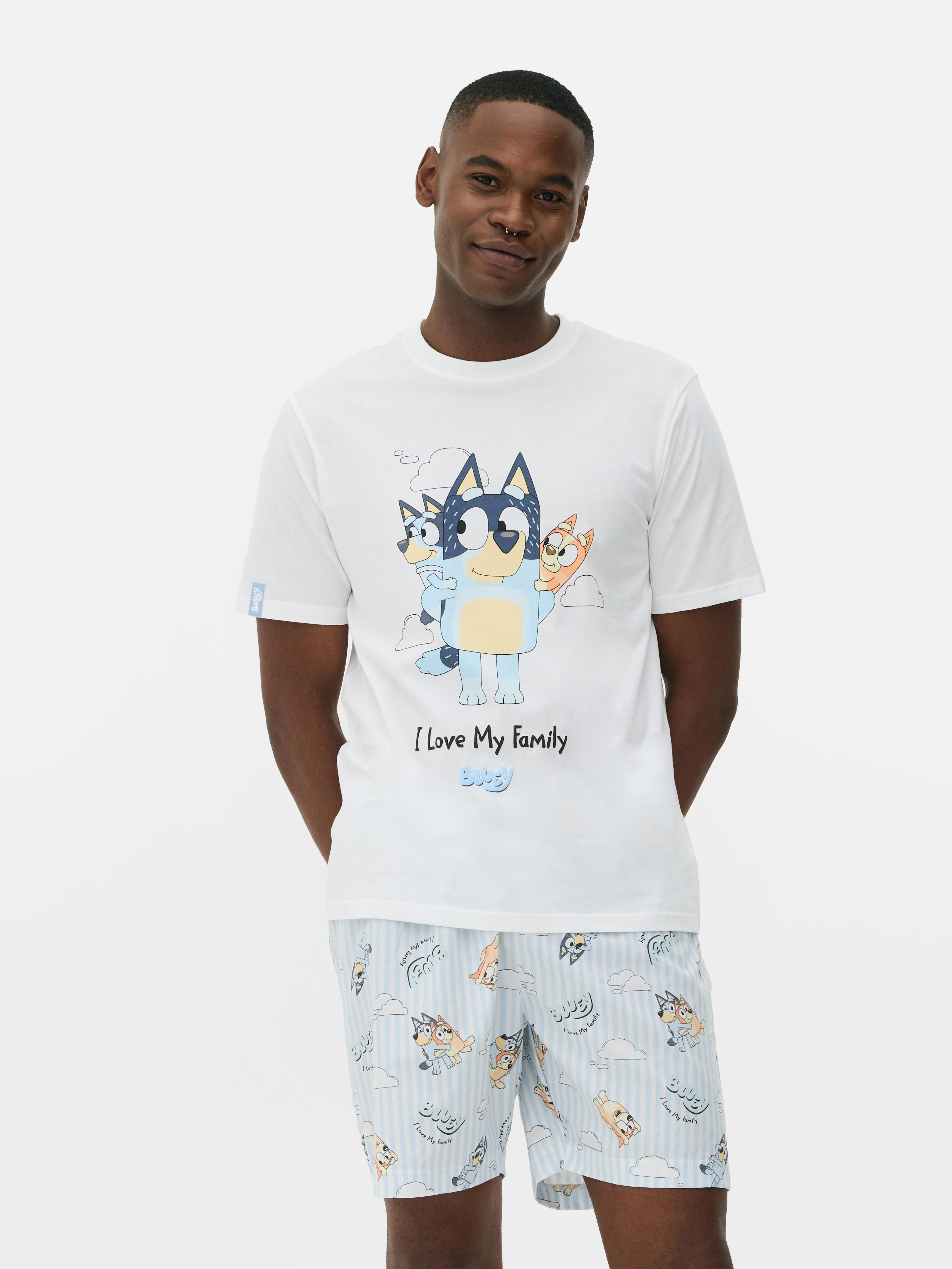 Pijama condizer família t-shirt/calções Bluey homem