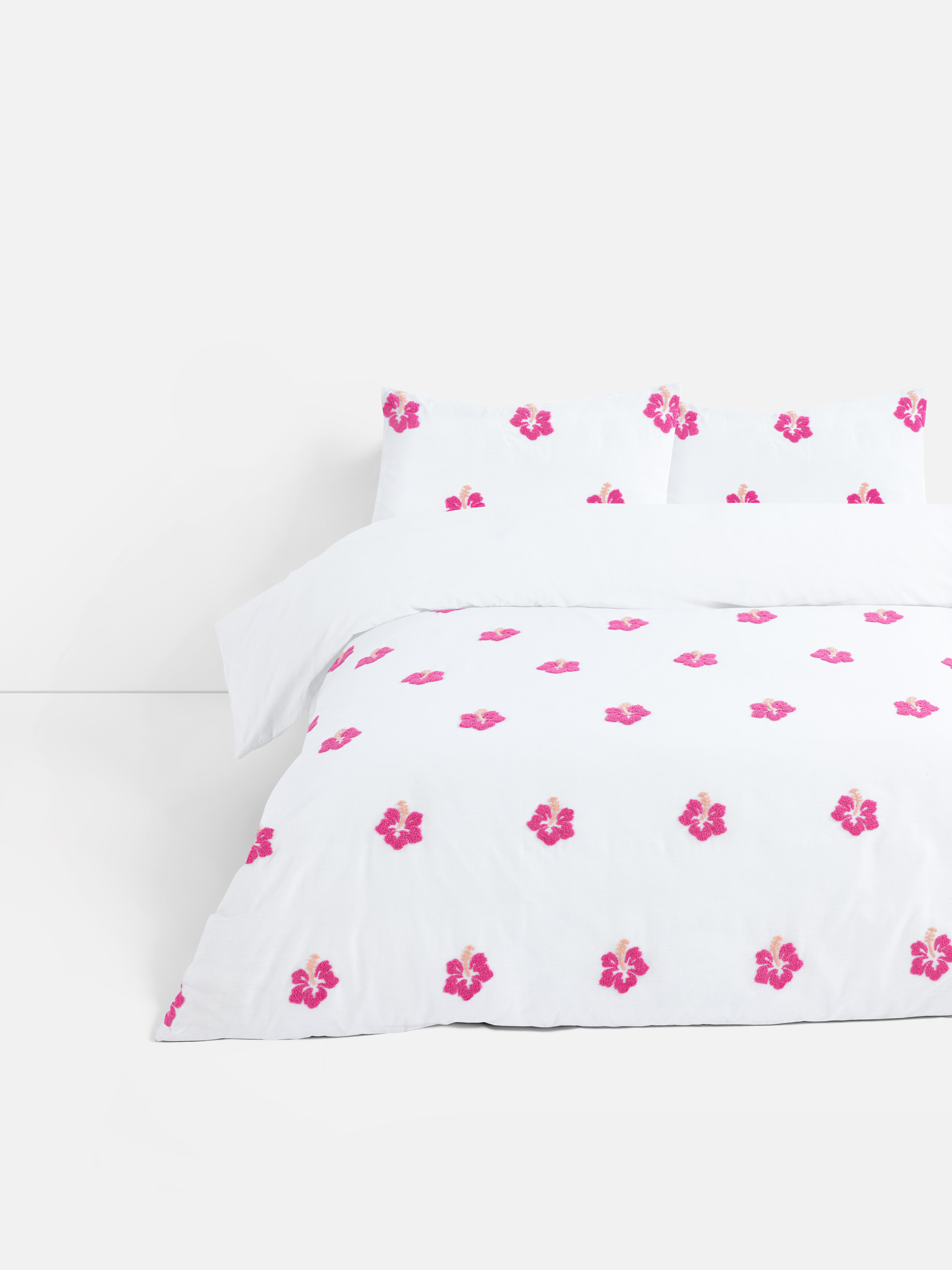 Tufted Hibiscus King Duvet Cover Set