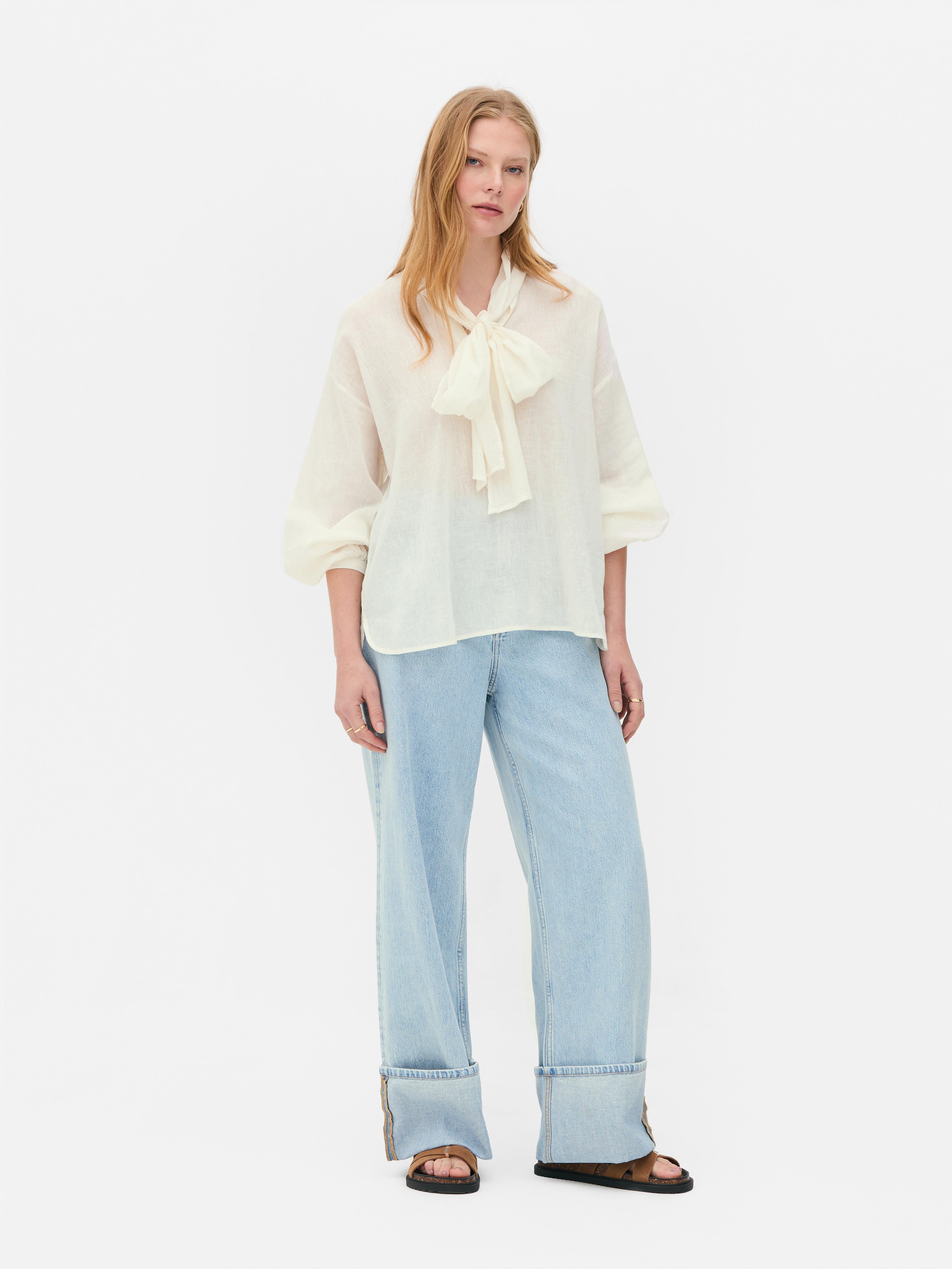 Blouse met strikkraag The Edit