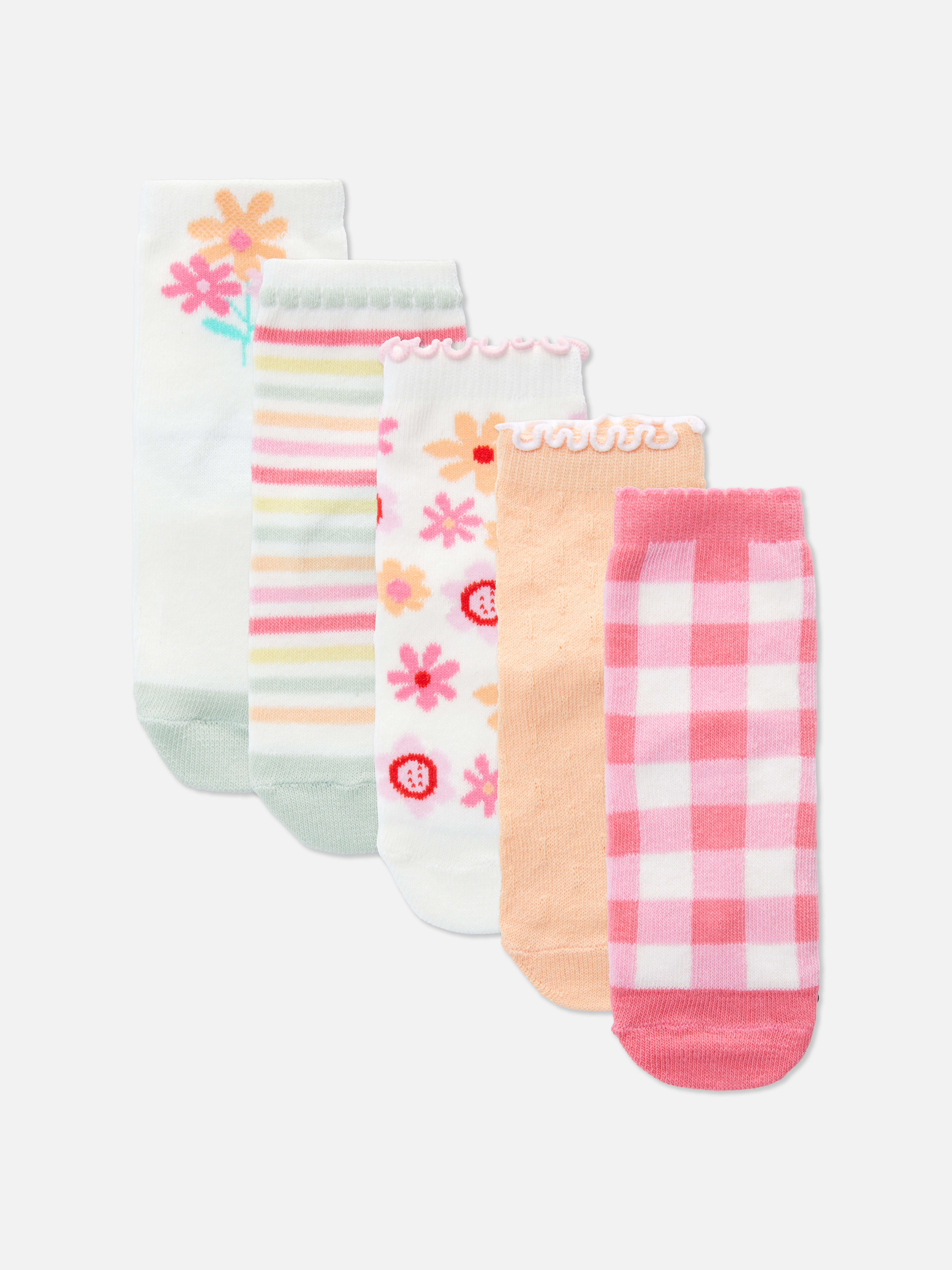 5pk Floral Ankle Socks