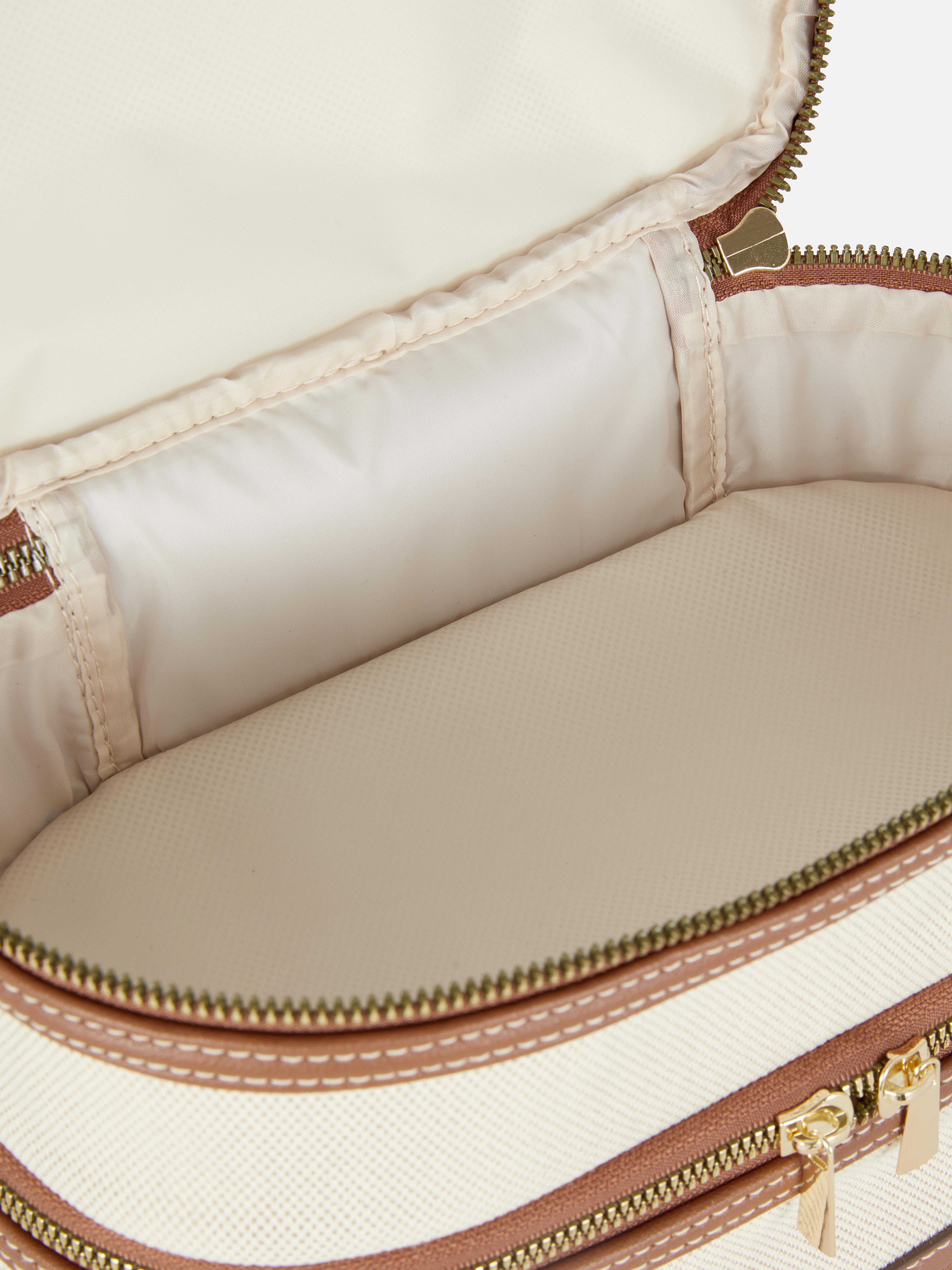 Vanity case en toile avec finitions en simili cuir