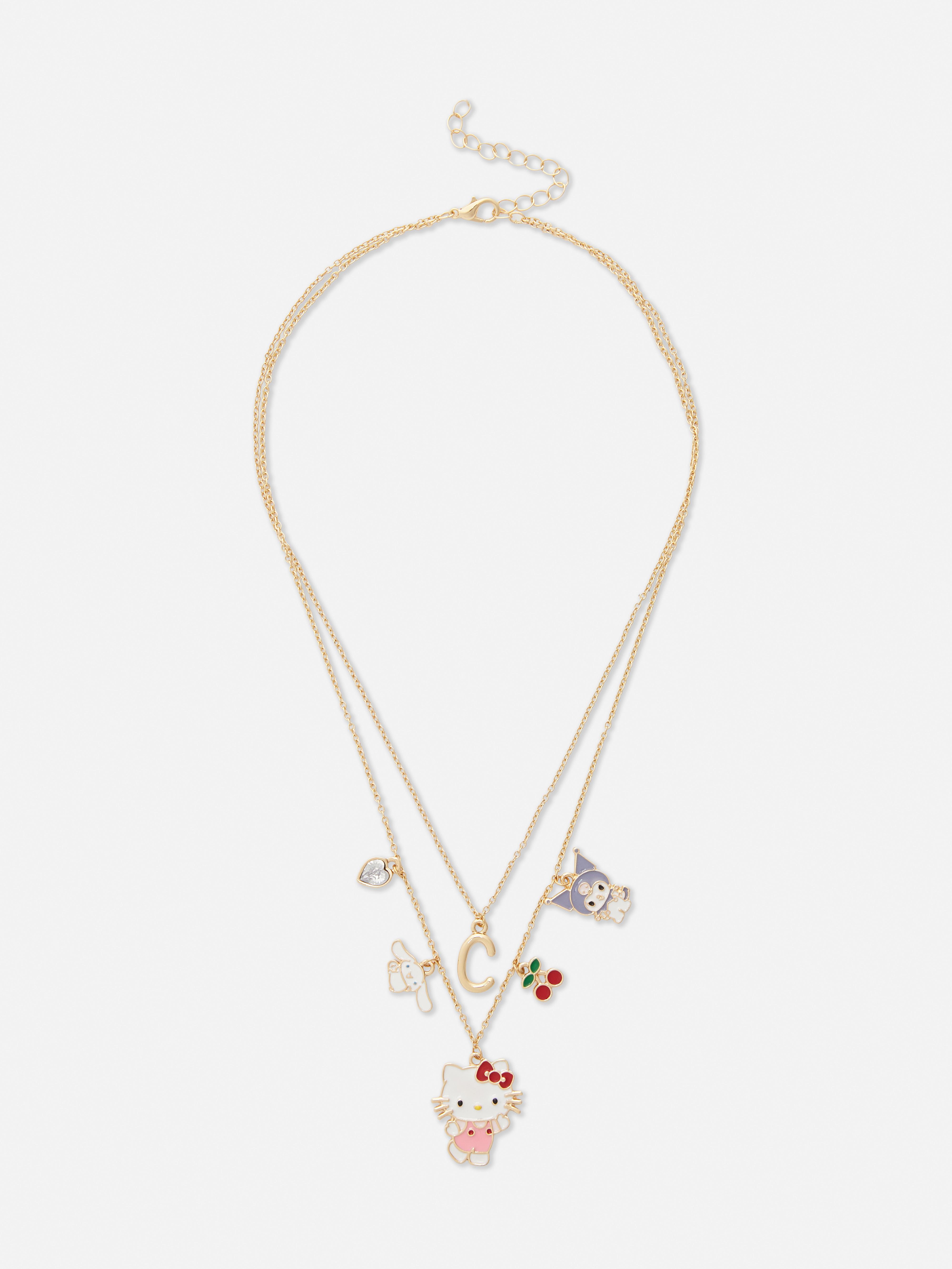 Collana con ciondolo iniziale Hello Kitty