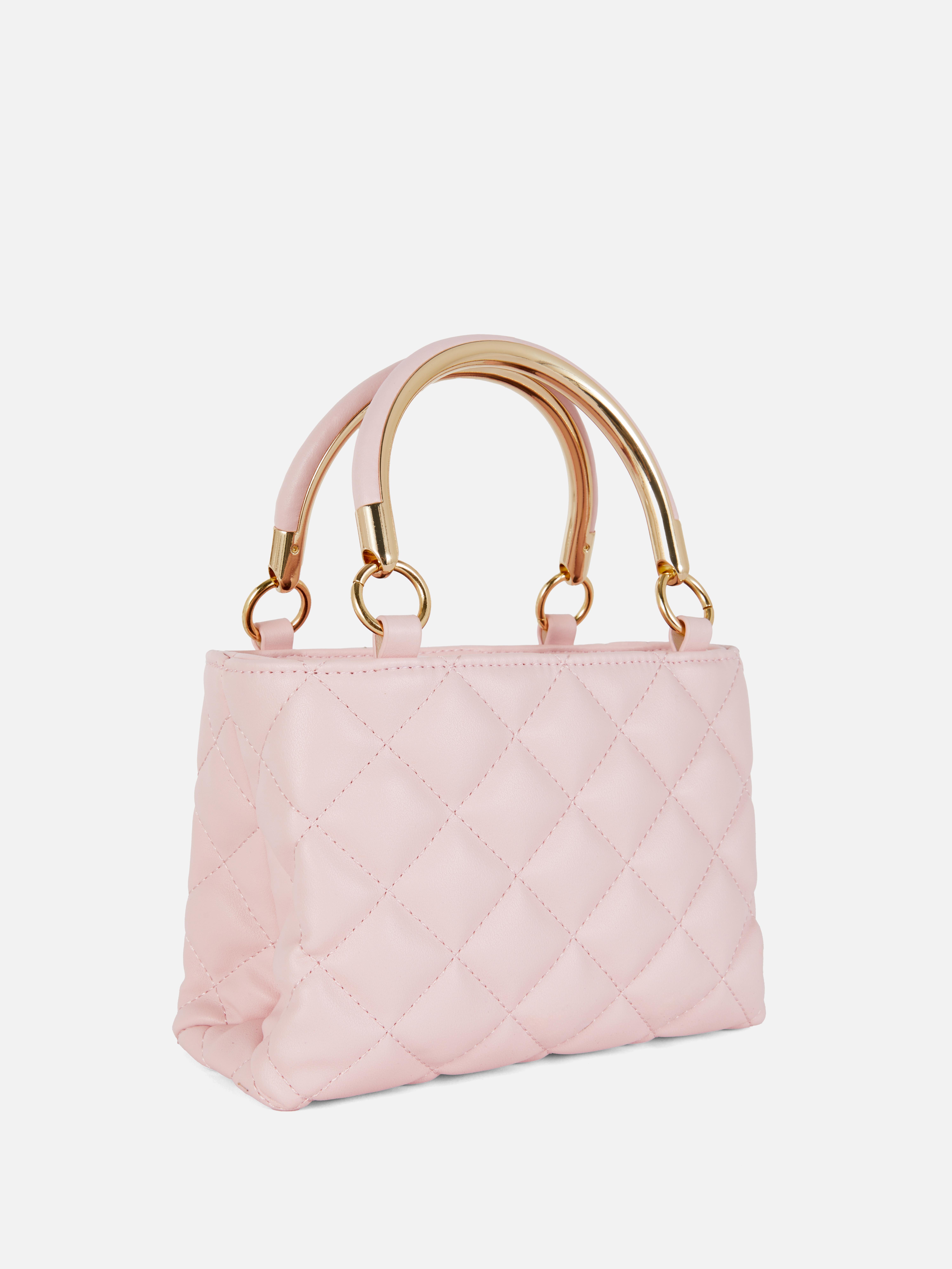 Mini sac fourre-tout matelassé à poignée en métal