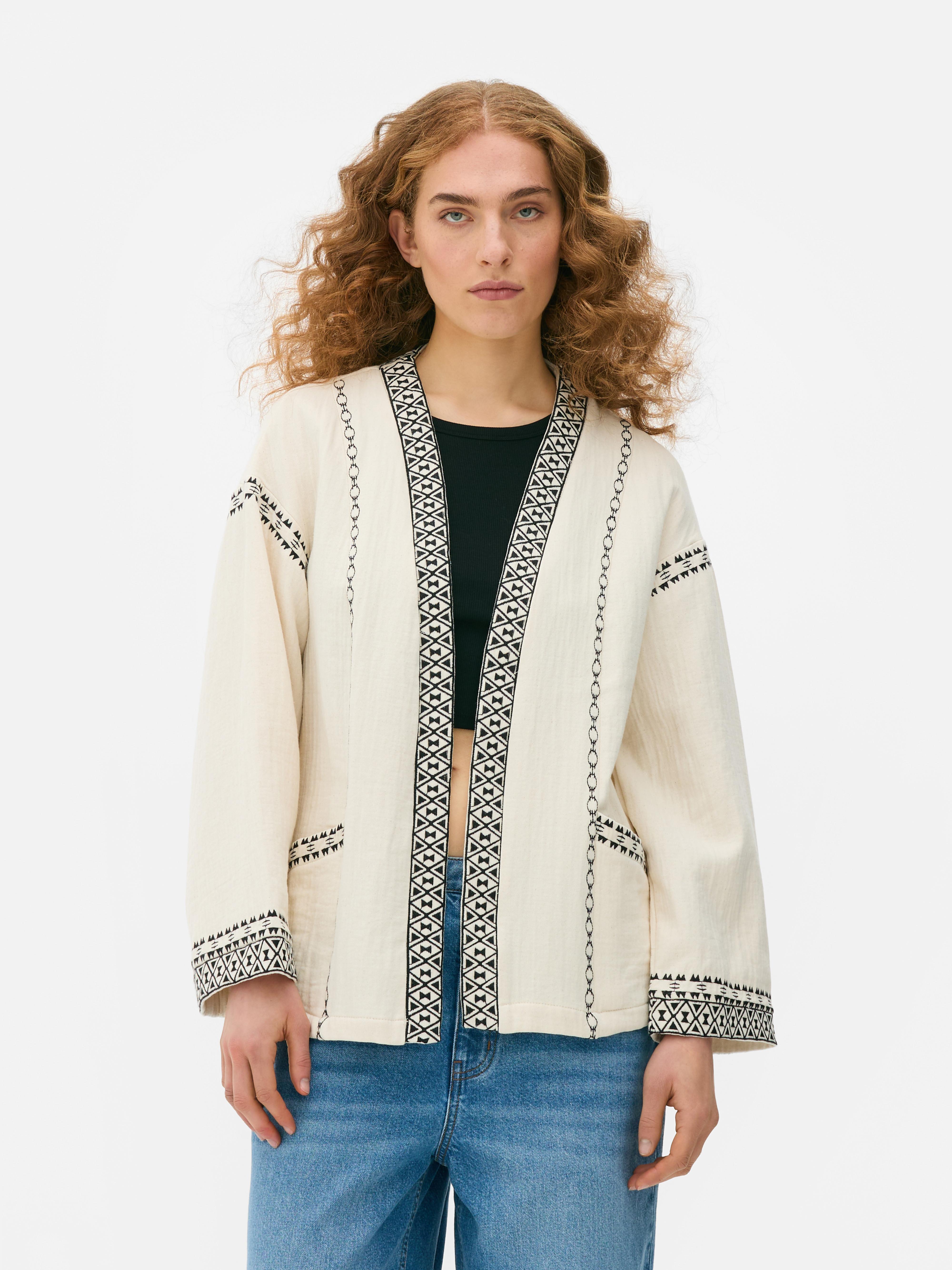 Cream Embroidered Kimono