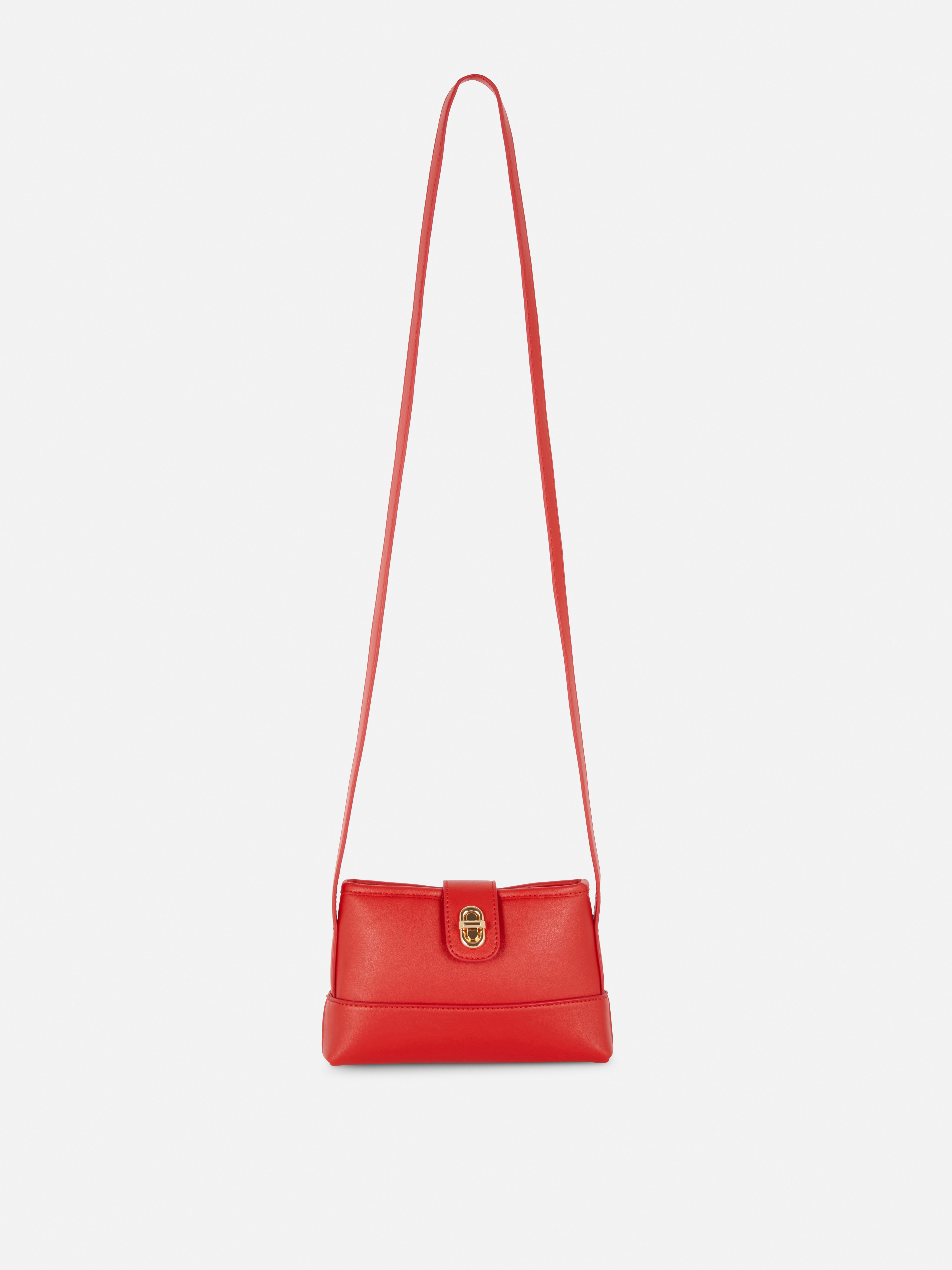 Sac bandoulière à rabat et boucle dorée Rouge