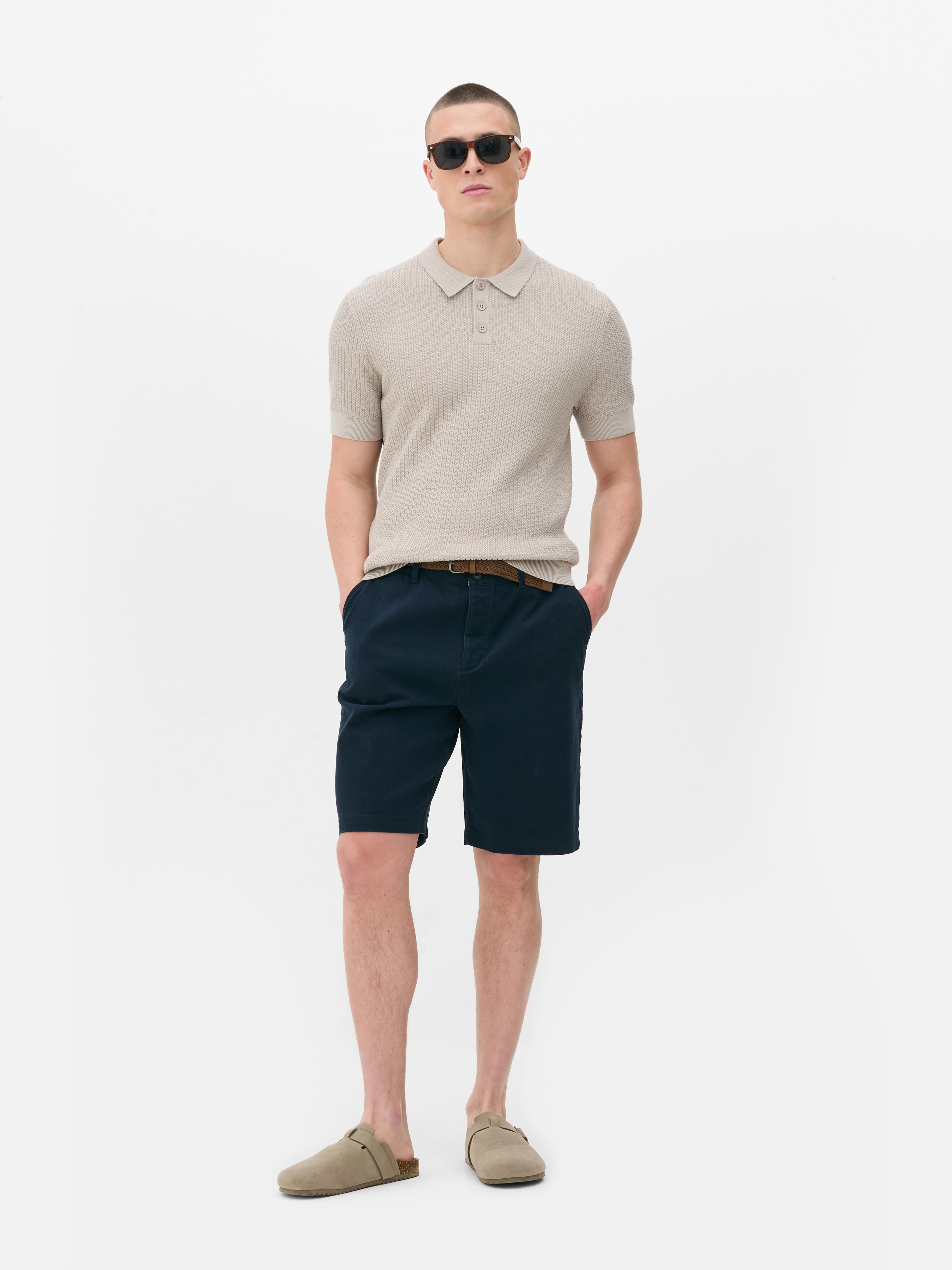 Polo en maille torsadée à manches courtes