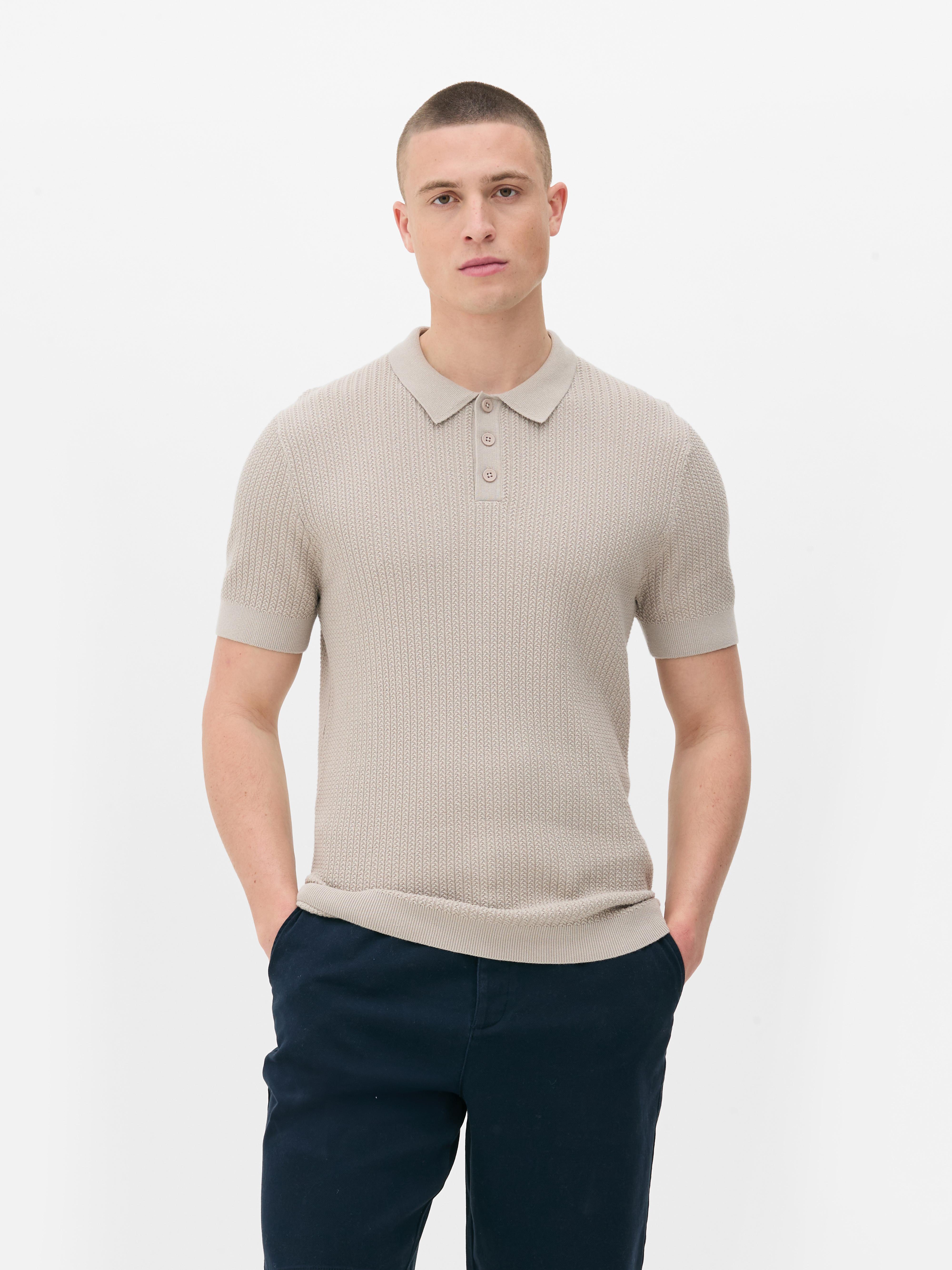 Tricou polo tricotat cu mânecă scurtă