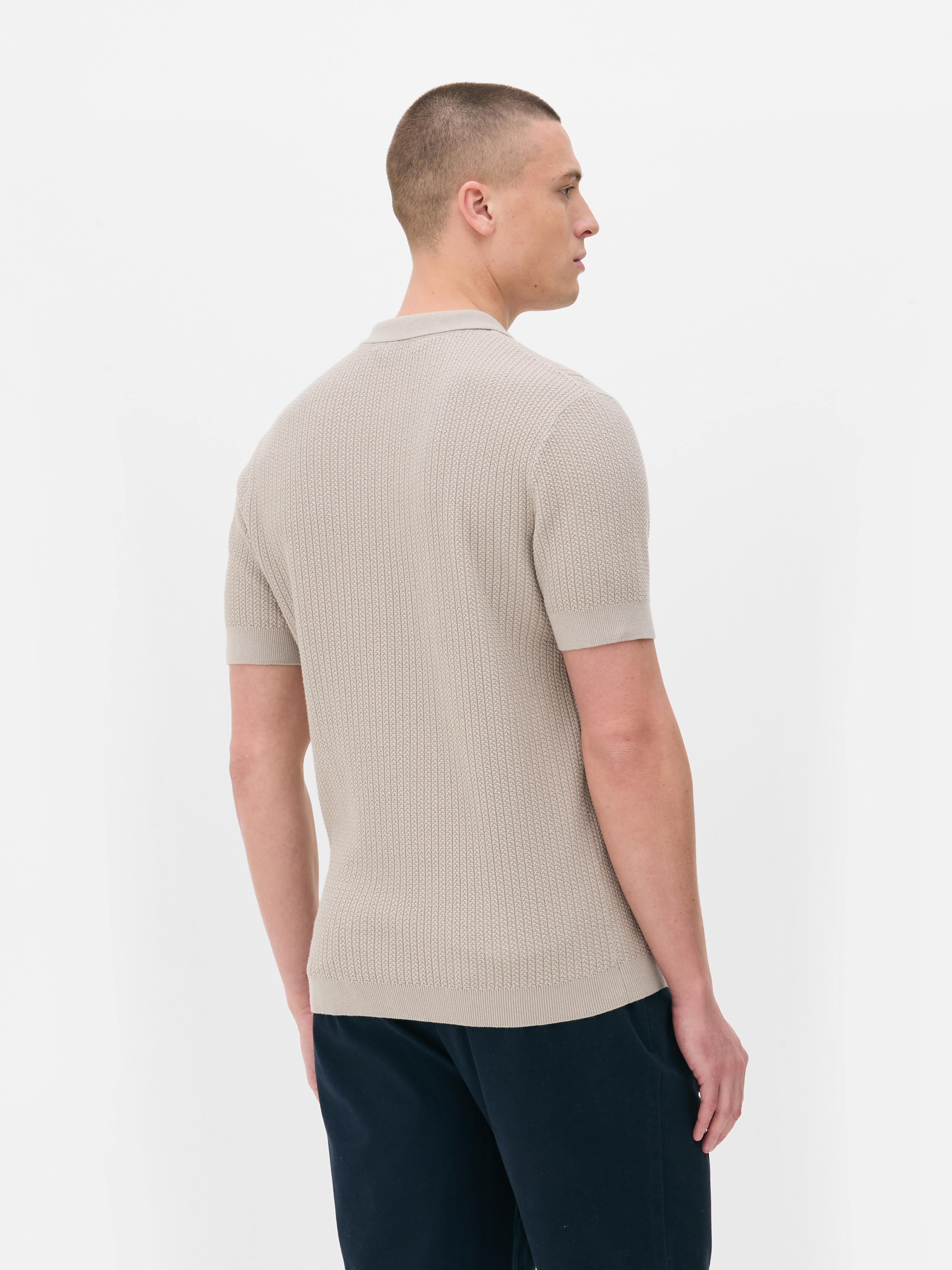 Tricou polo tricotat cu mânecă scurtă
