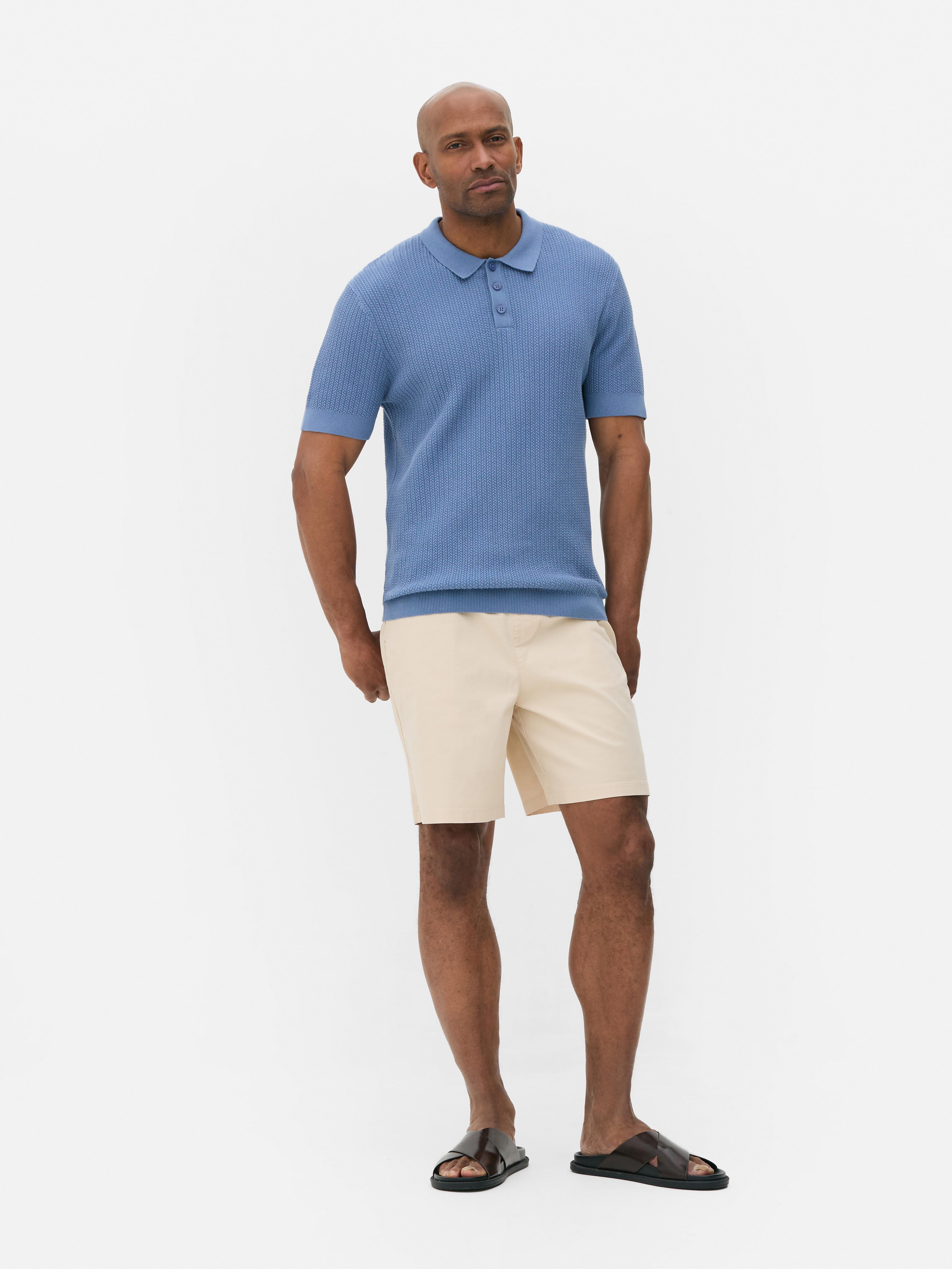 Tricou polo tricotat cu mânecă scurtă