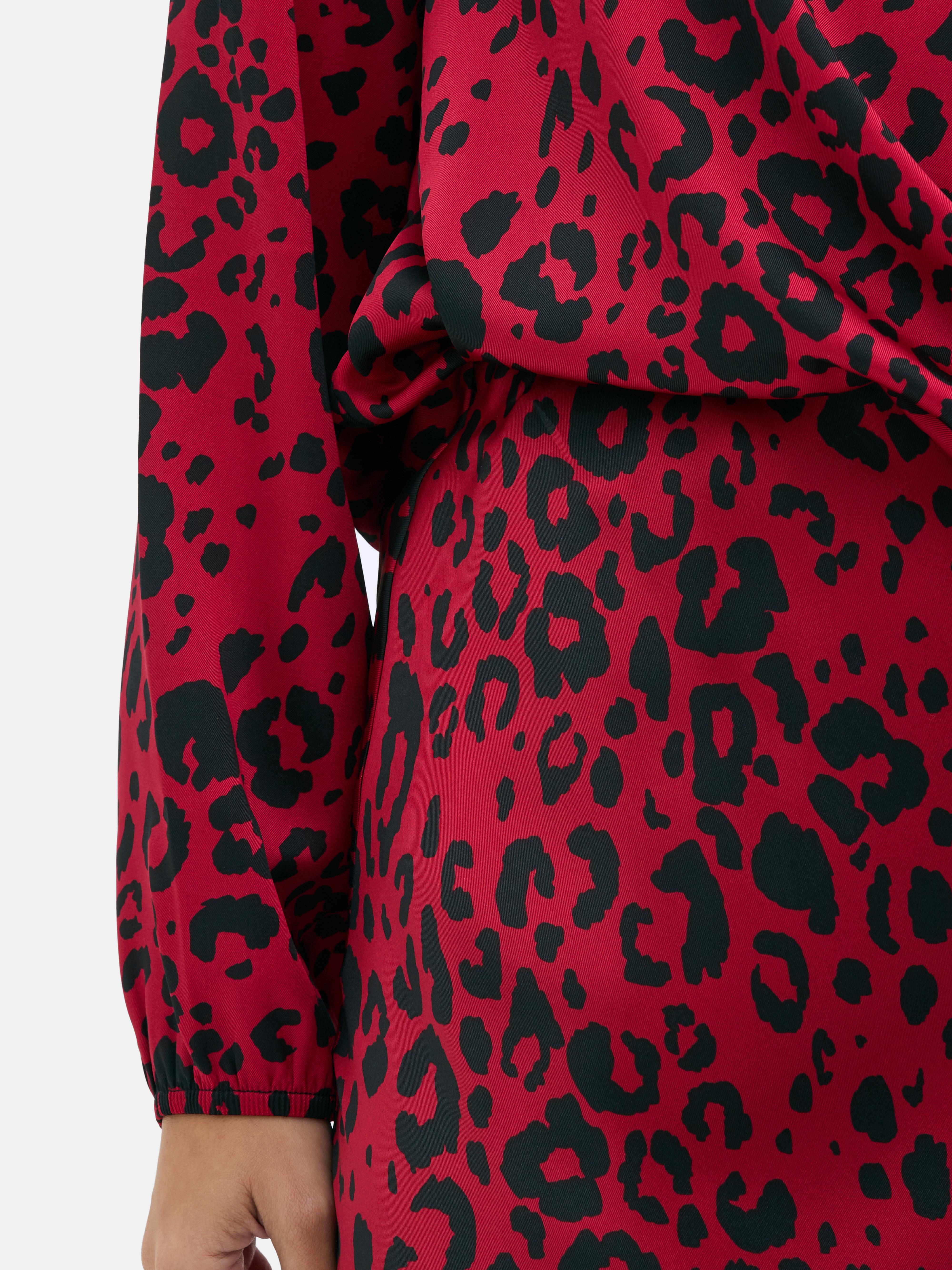 Womens Red Slip Animal Pattern Midi Skirt Primark