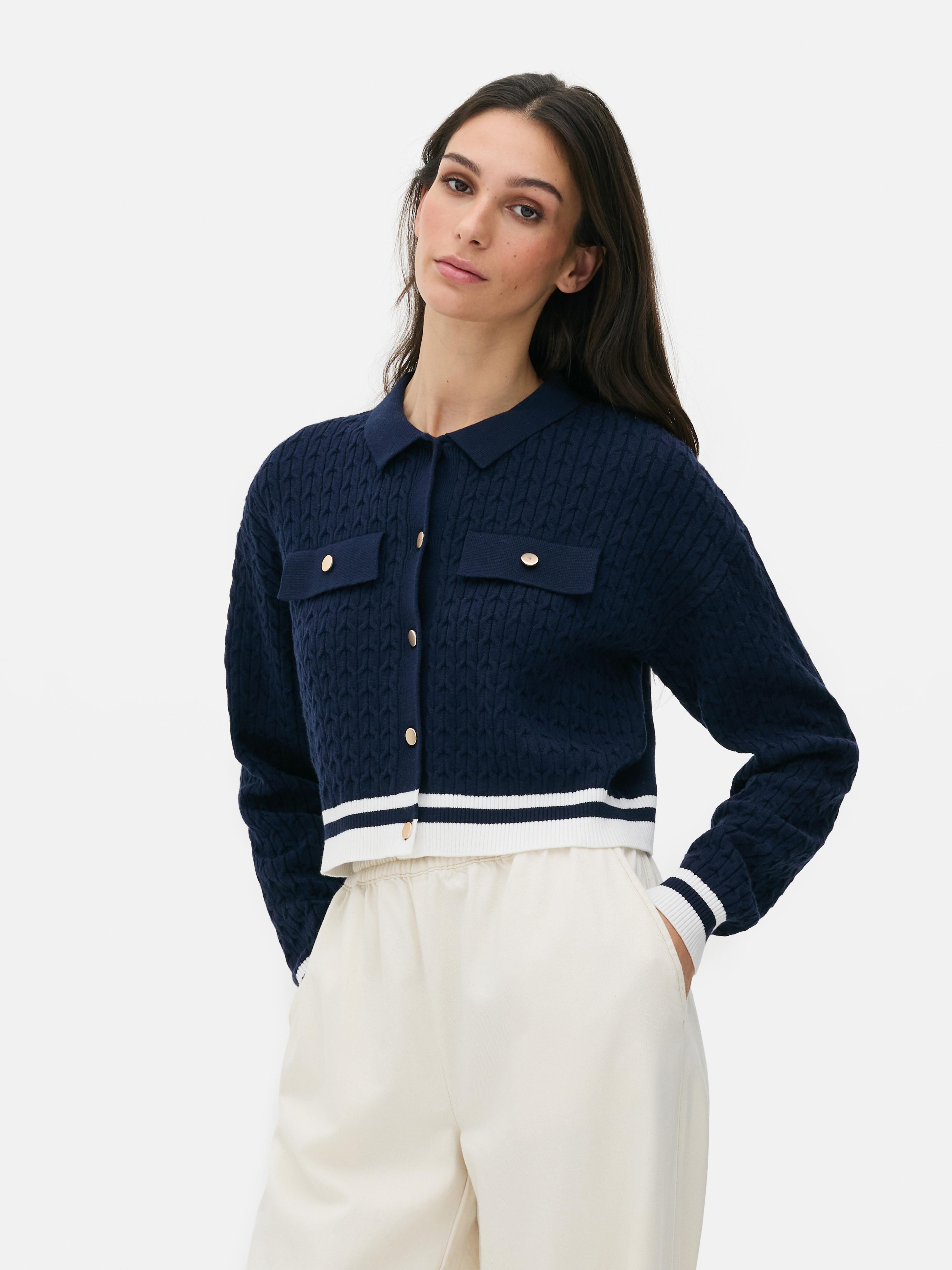 Cable Knit Gold Button Cardigan