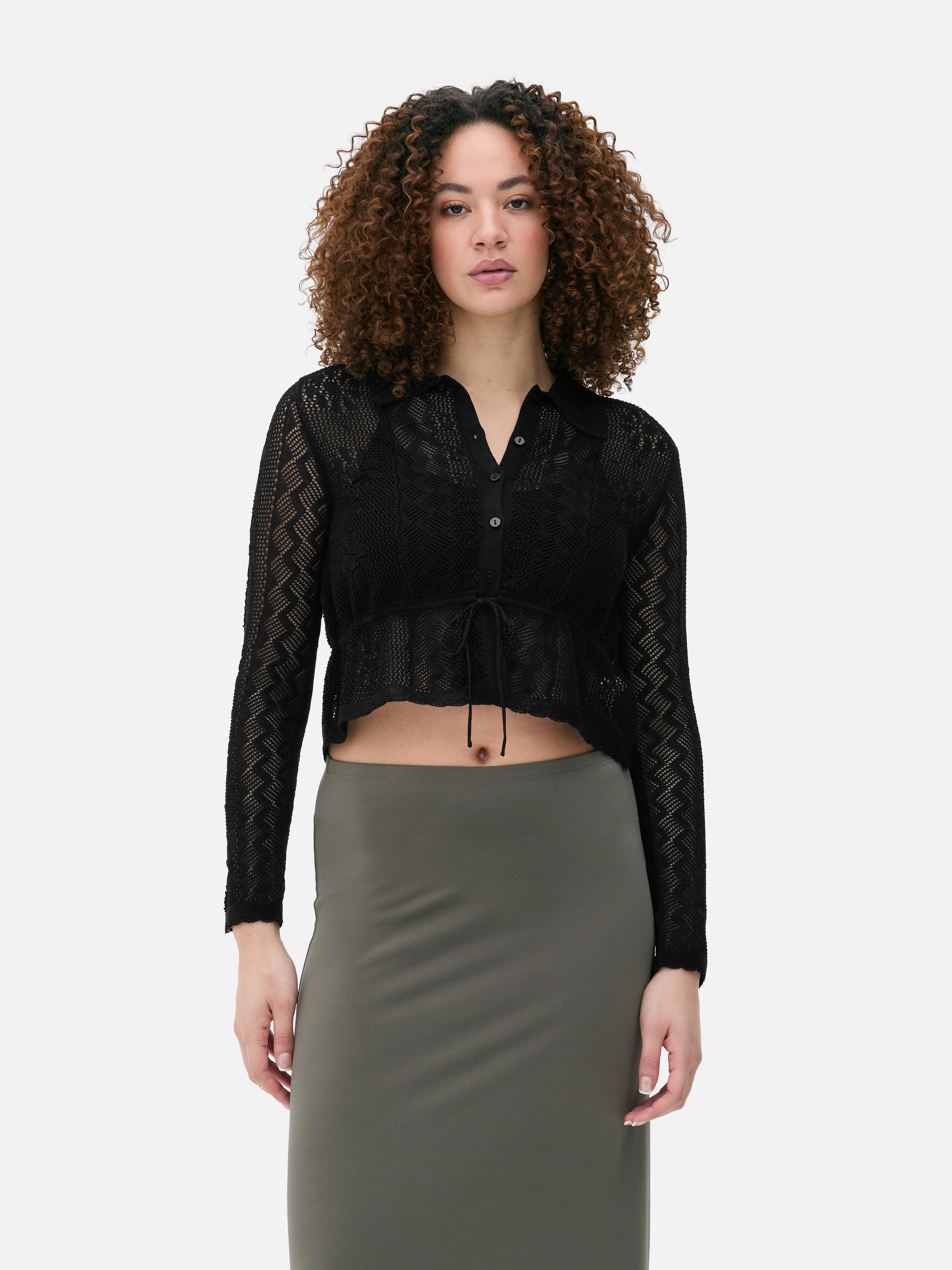 Pointelle Button-Up Cardigan
