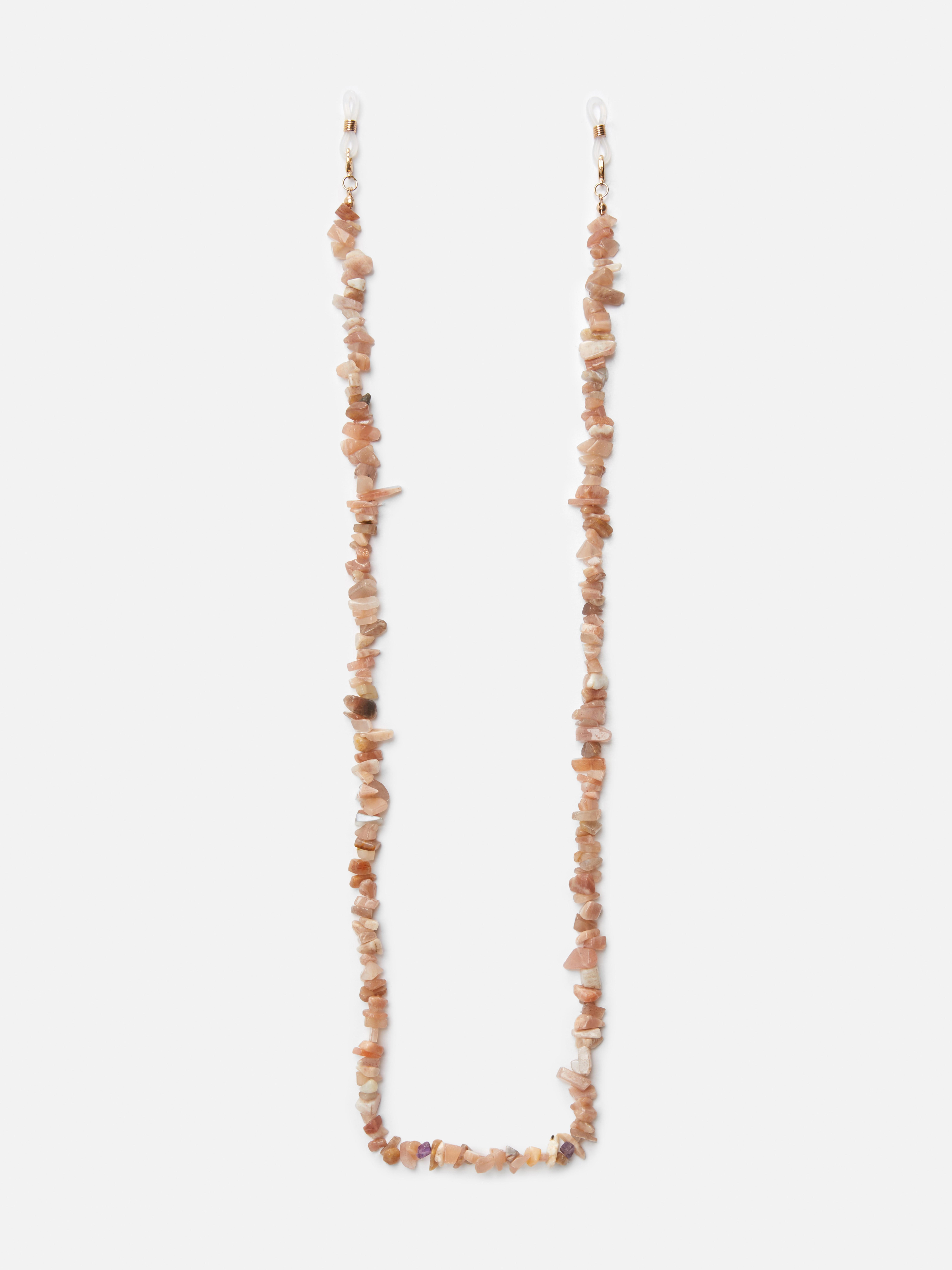 Brillenkette mit Perlen in Steinoptik