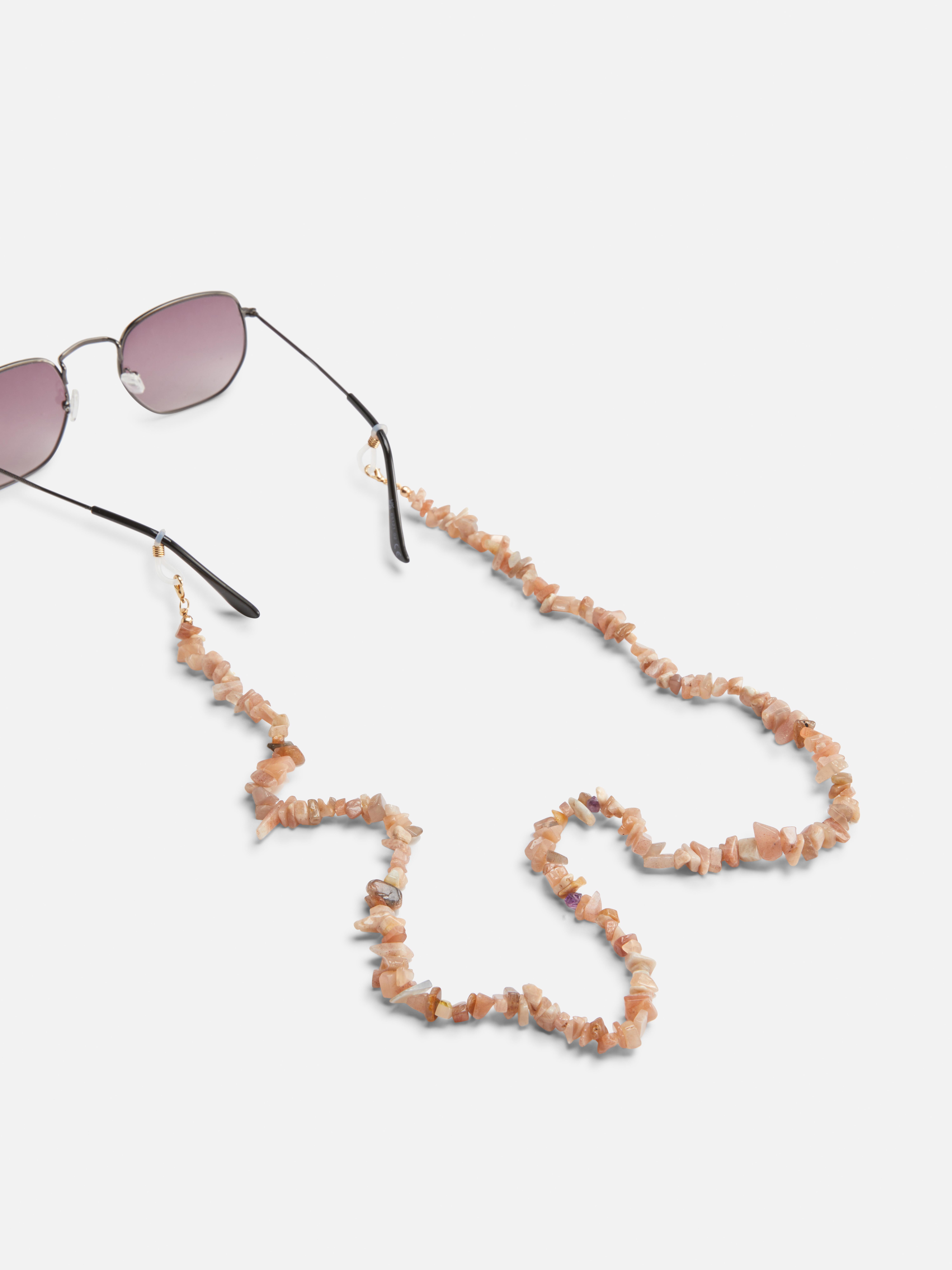 Brillenkette mit Perlen in Steinoptik