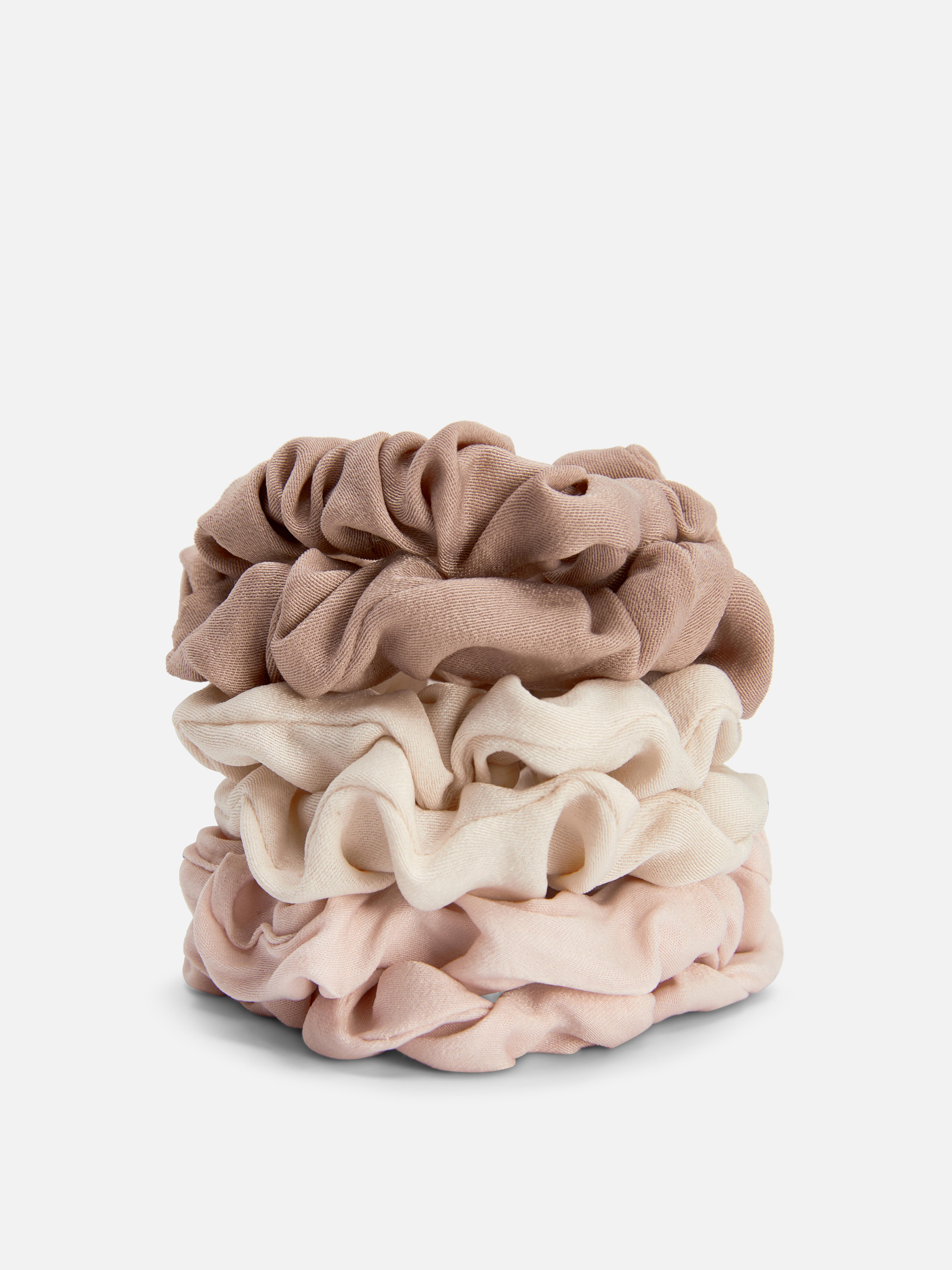 Diverse haarscrunchies, set van 6 Naturel