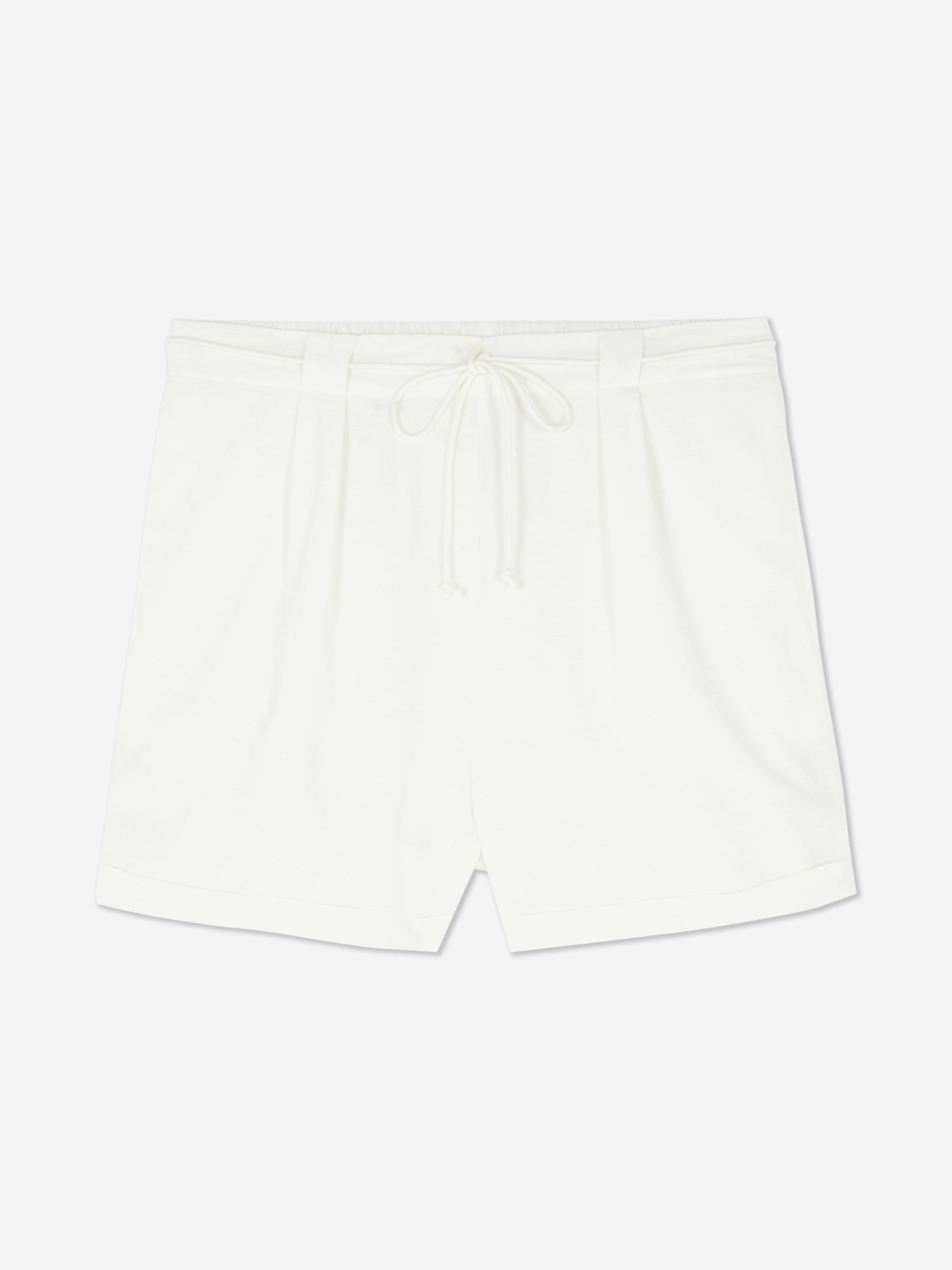 Cotton Blend Tie Shorts
