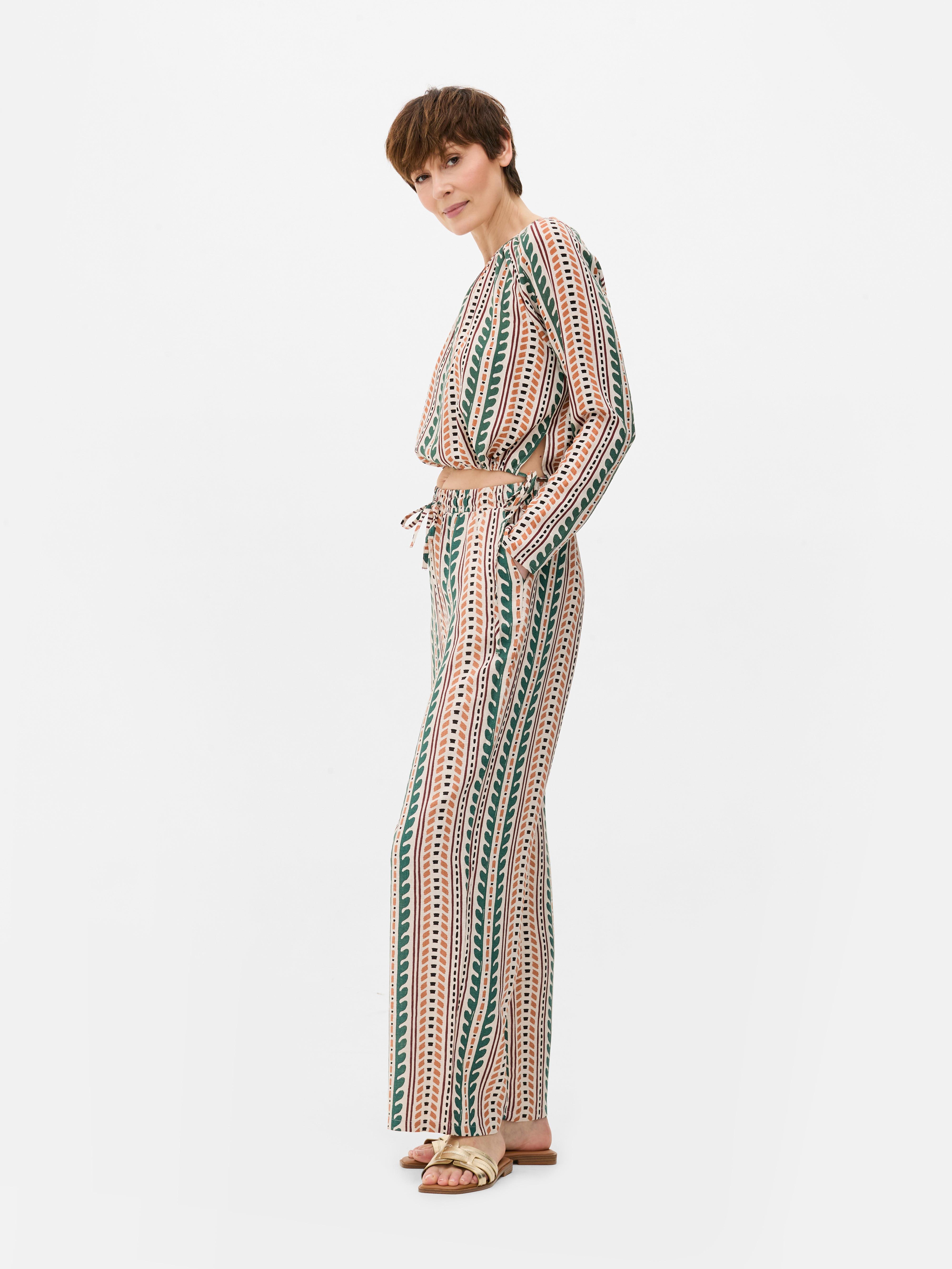 Drawstring Patterned Pants