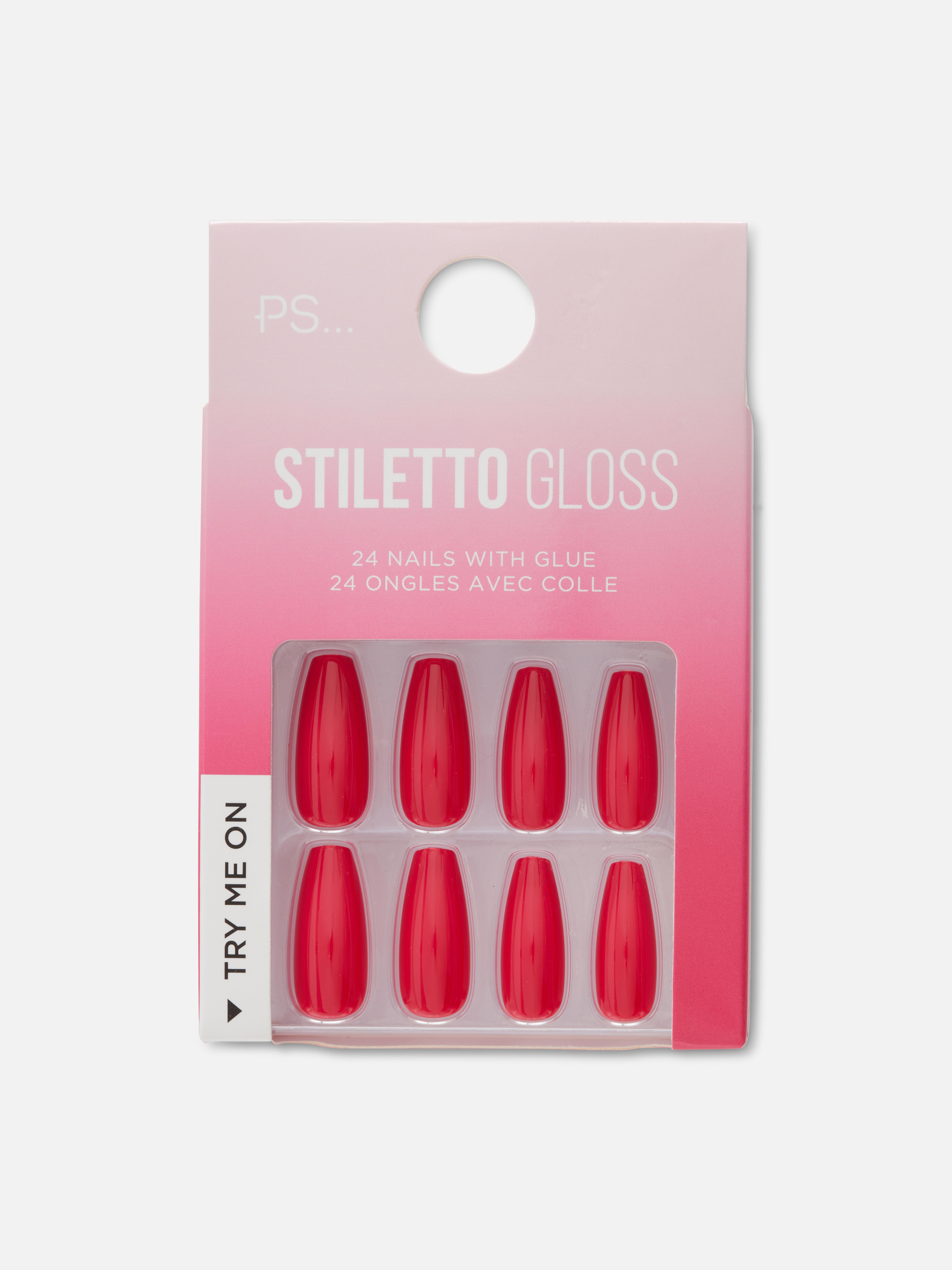 Raspberry Stiletto Stick-on False Nails