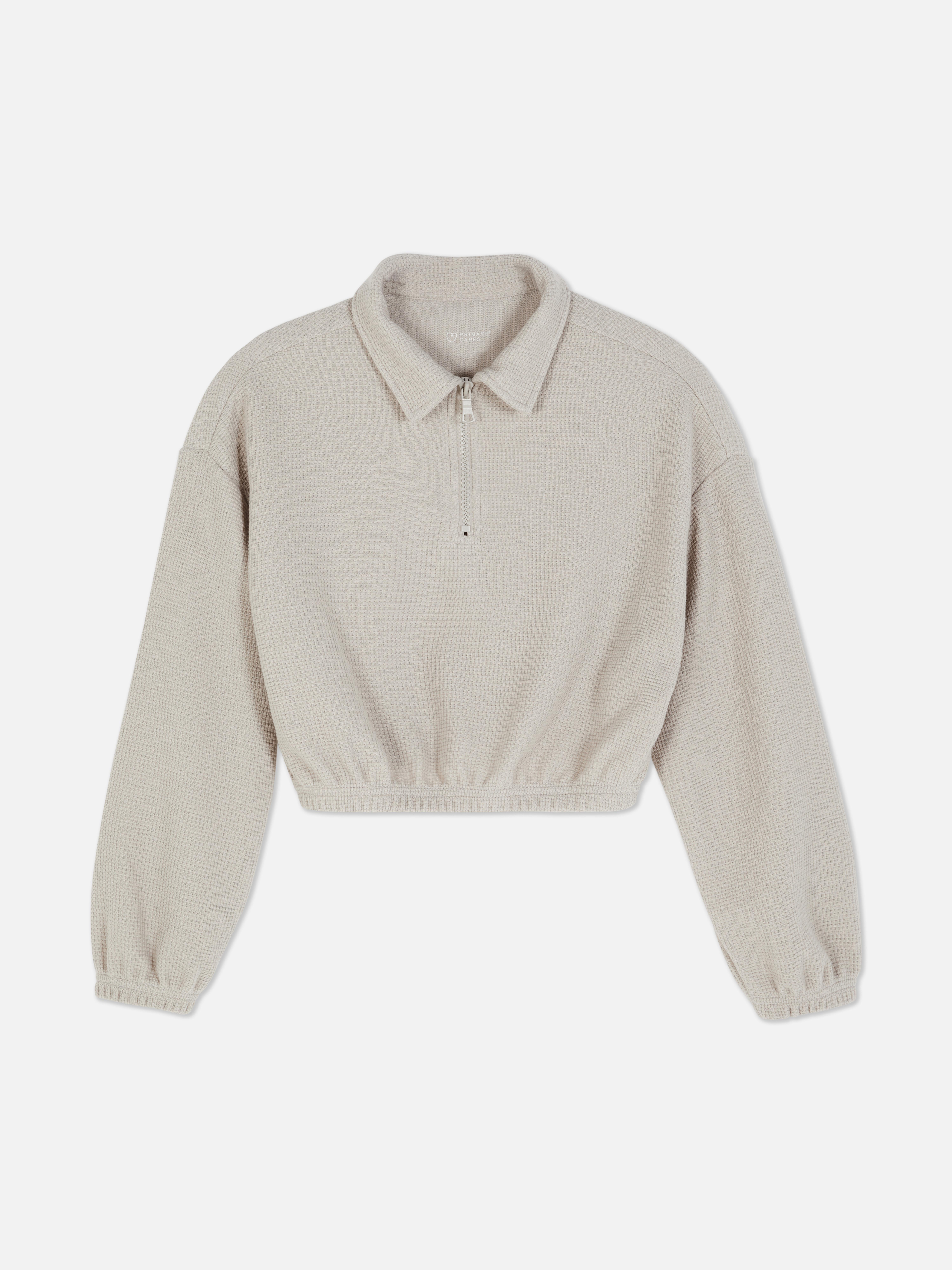 Sweatshirt aus Waffelstoff mit Kragen