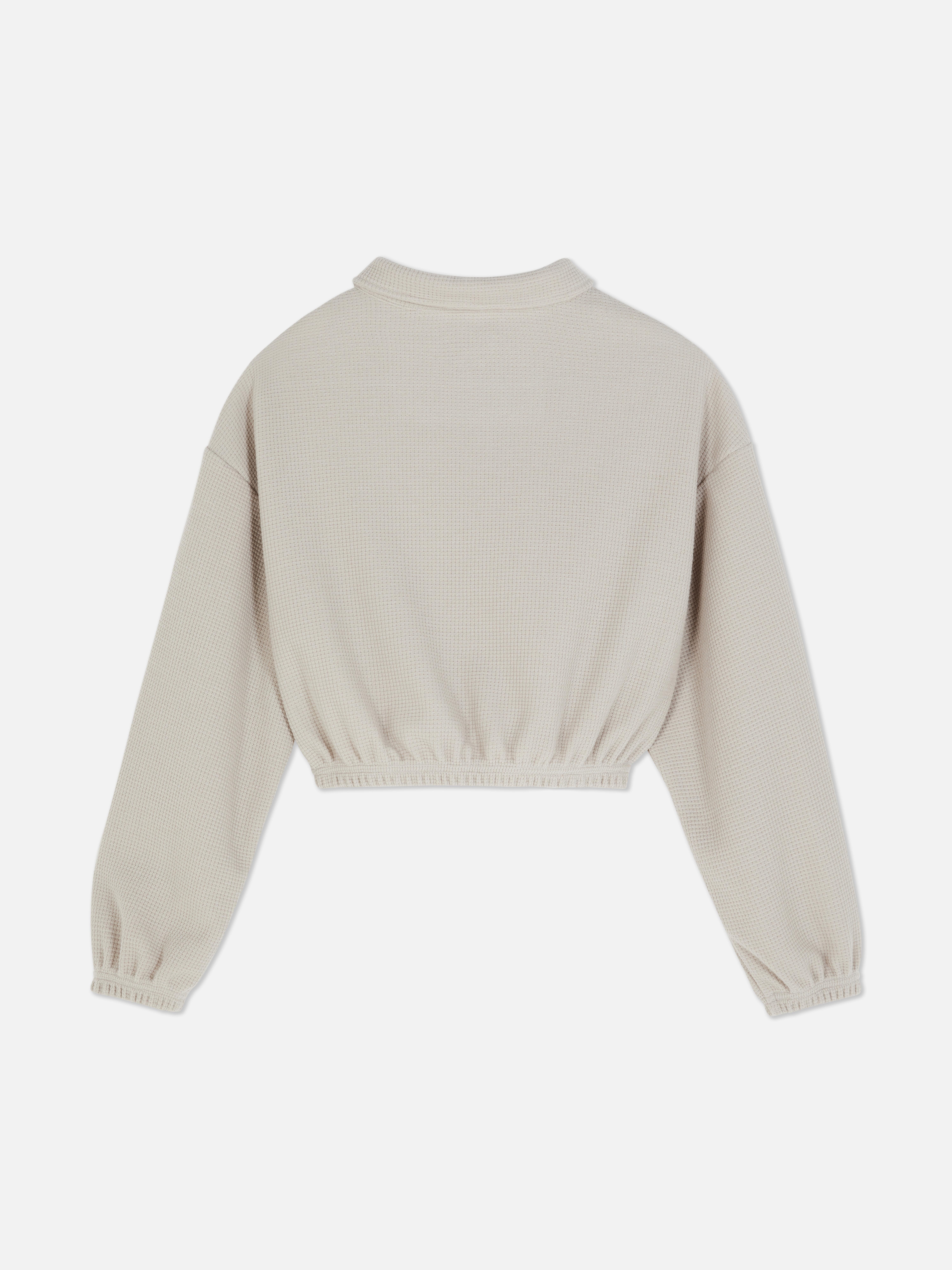 Sweatshirt aus Waffelstoff mit Kragen