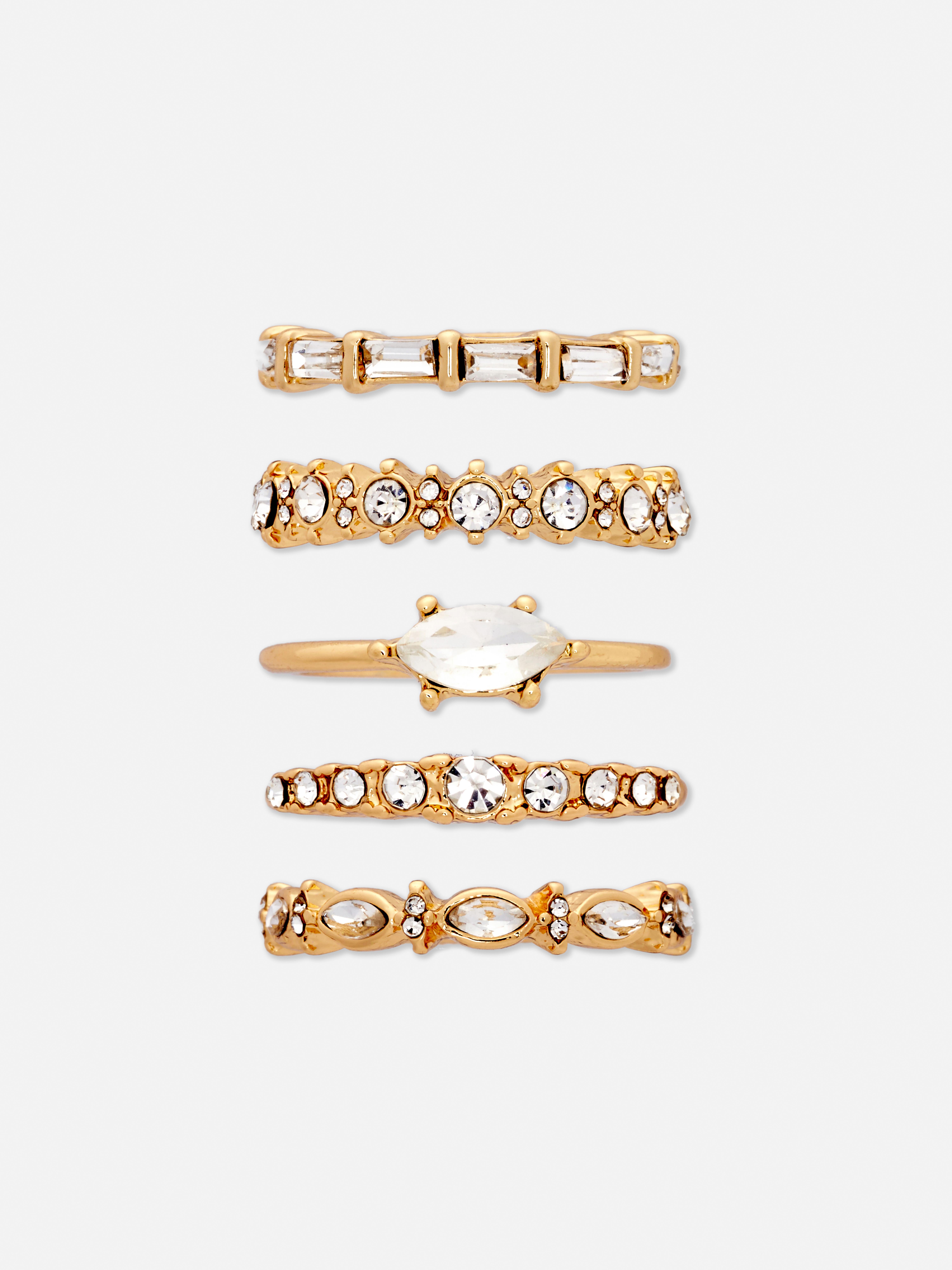 5 anelli con strass