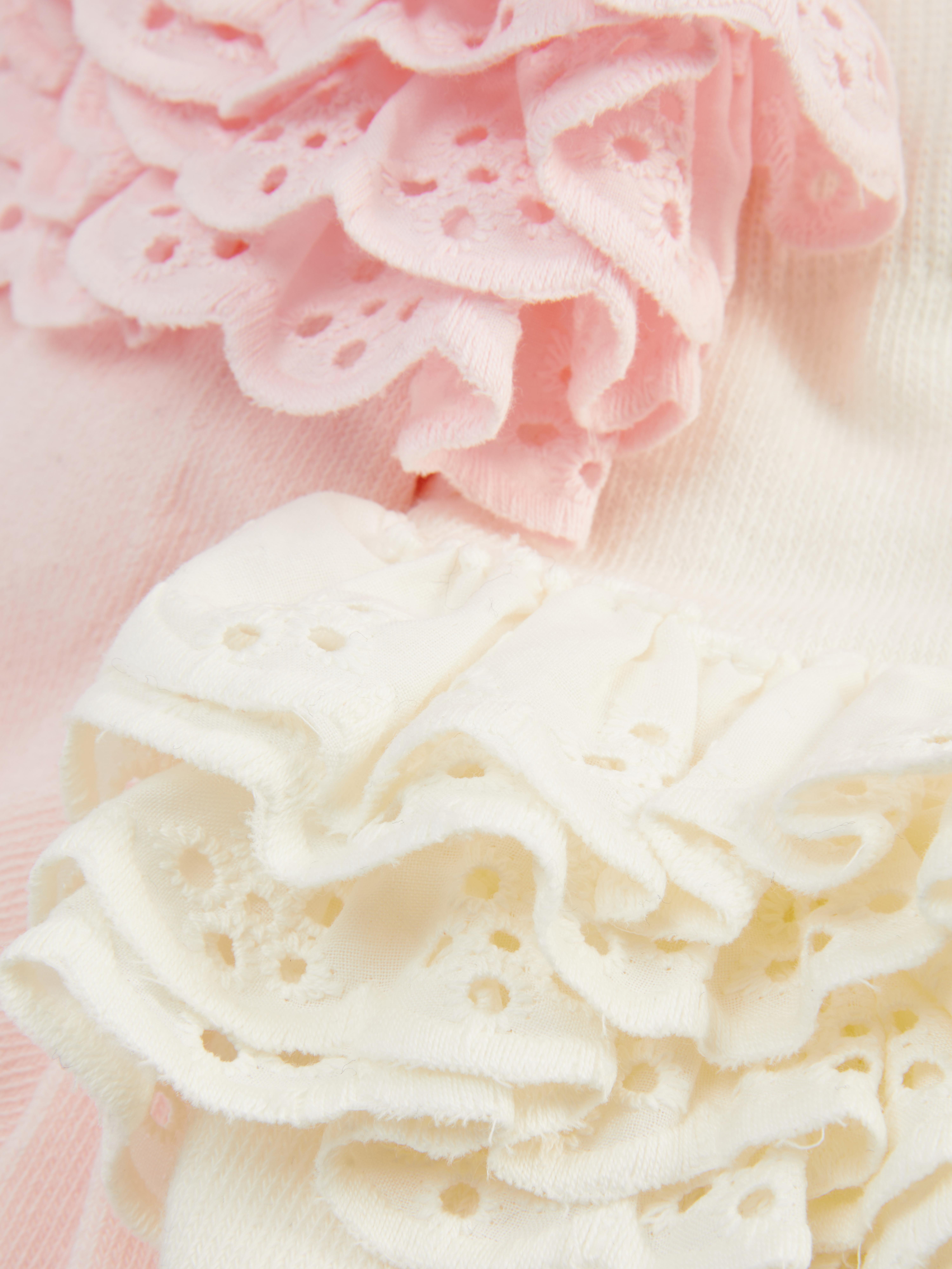 2pk Broderie Anglaise Frill Tights