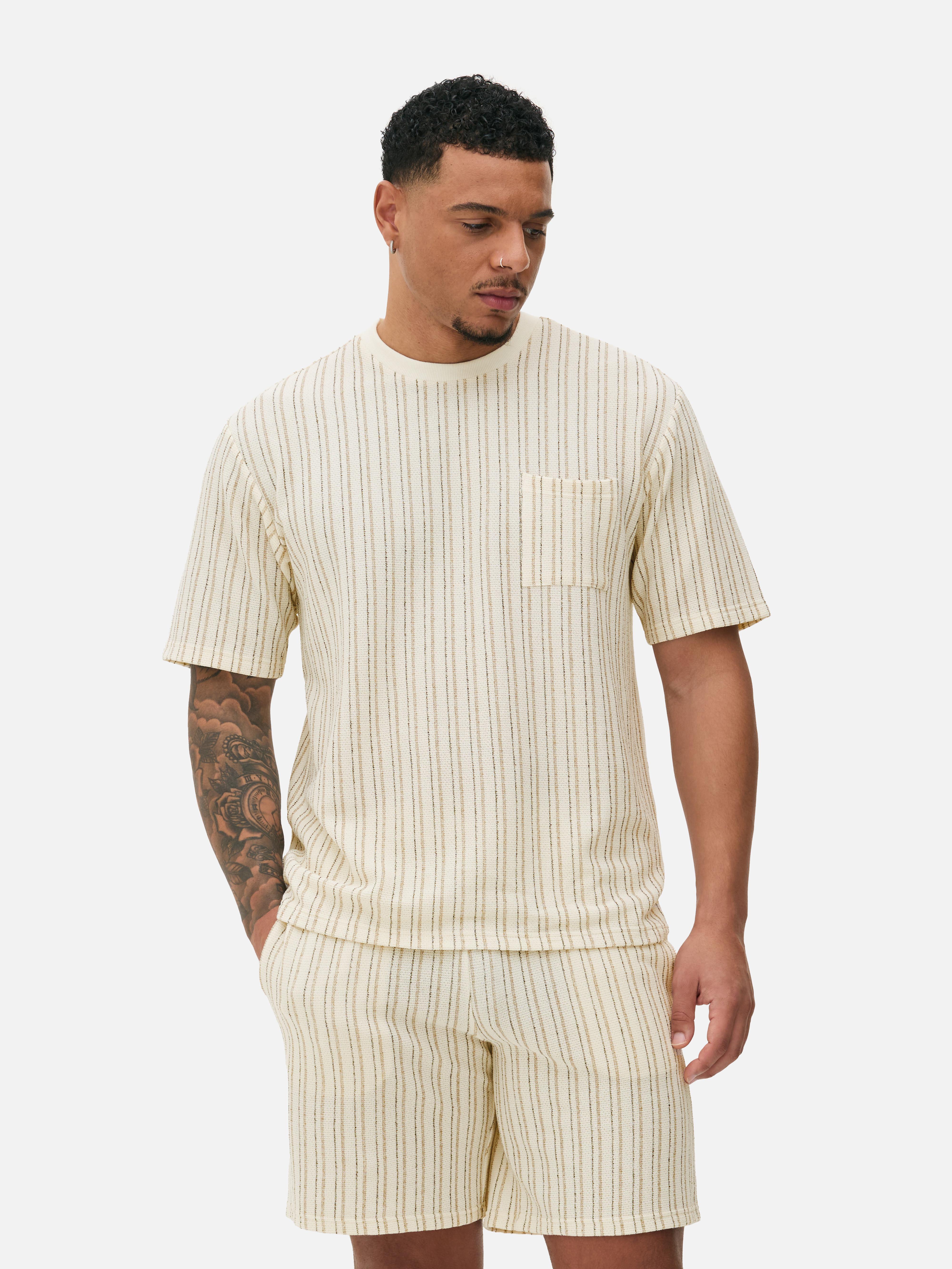 Camiseta de pijama a rayas texturizada