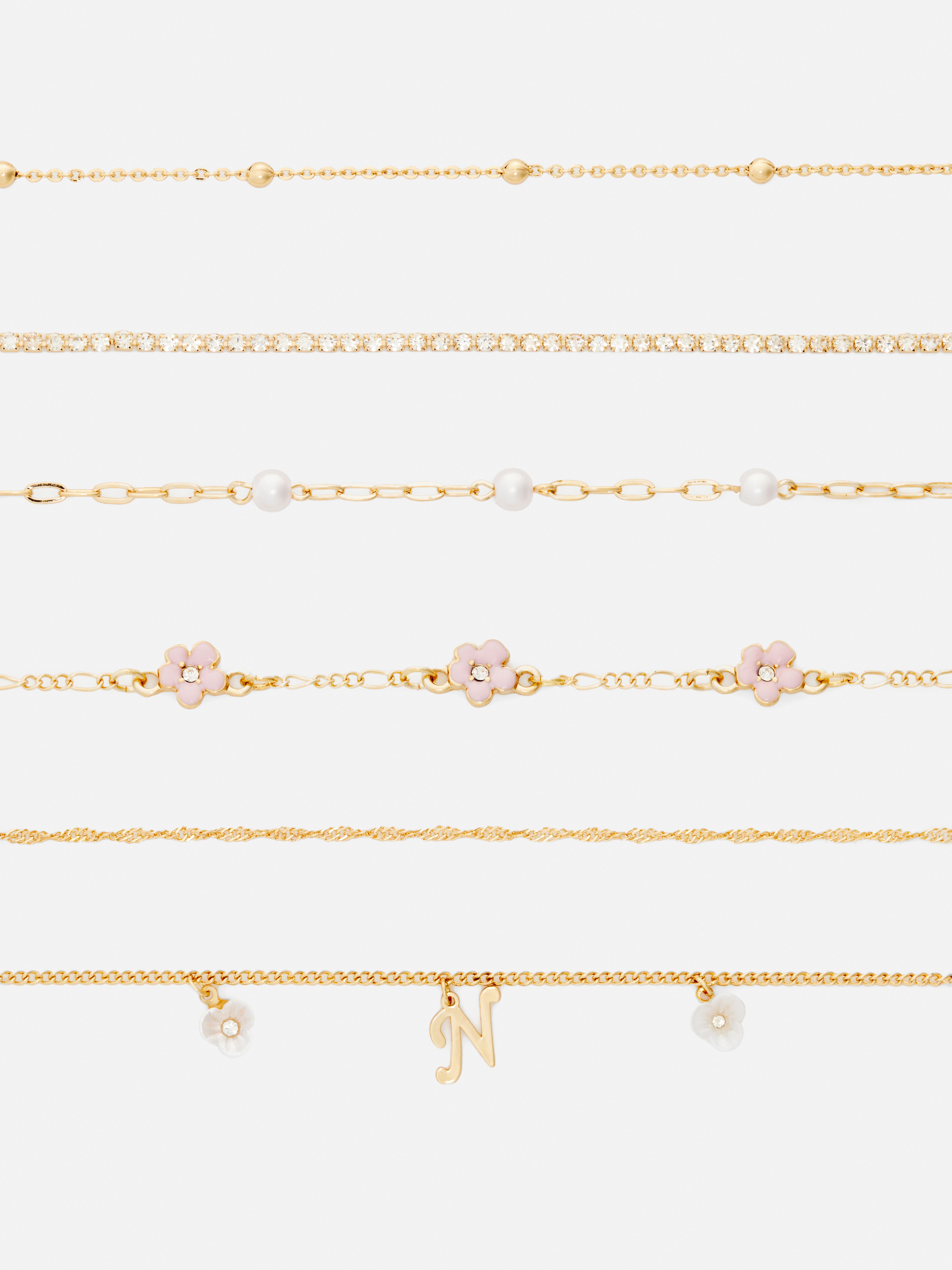 6pk Initial Bracelets