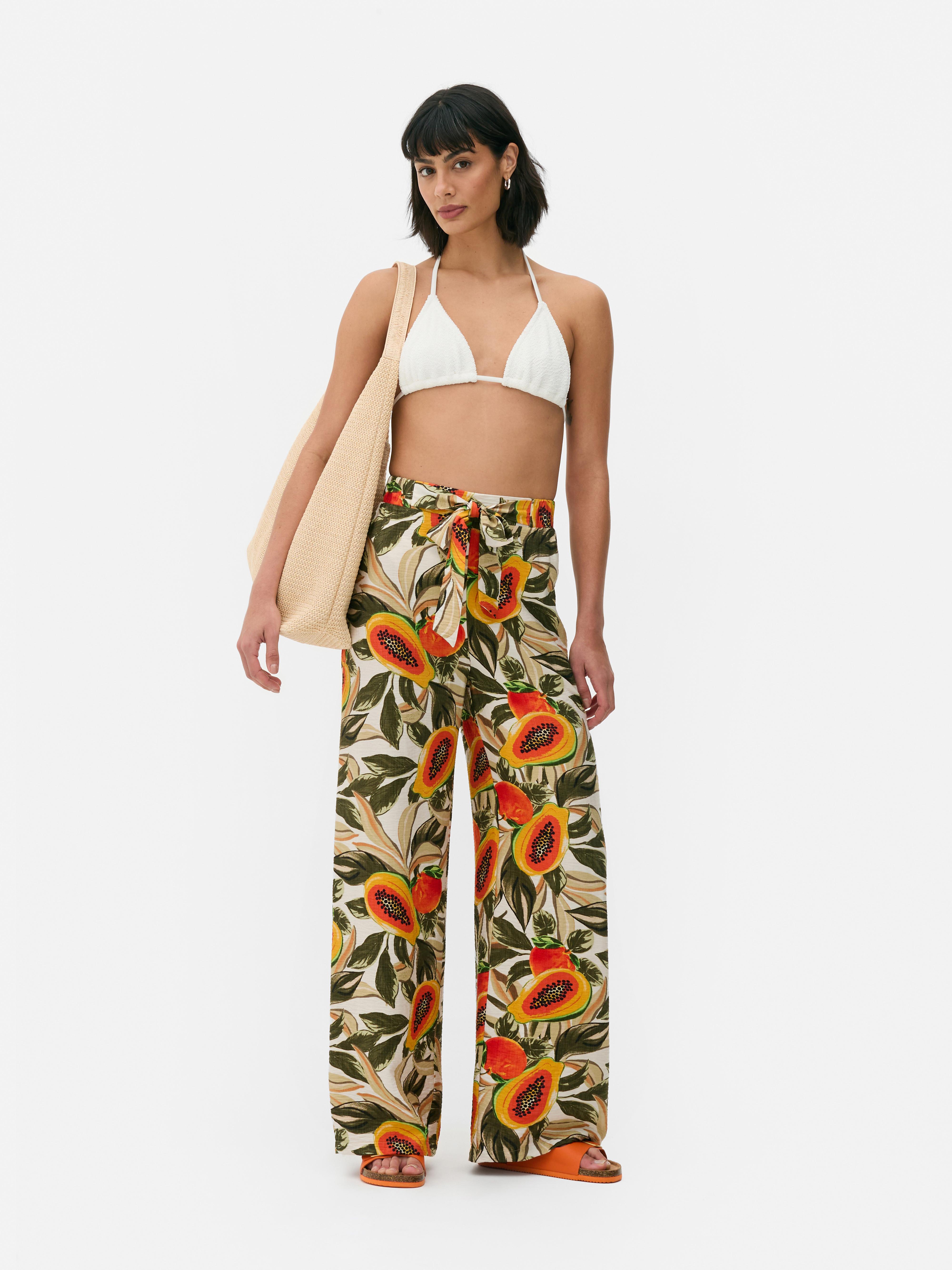 Pantalón palazzo estampado de pernera ancha