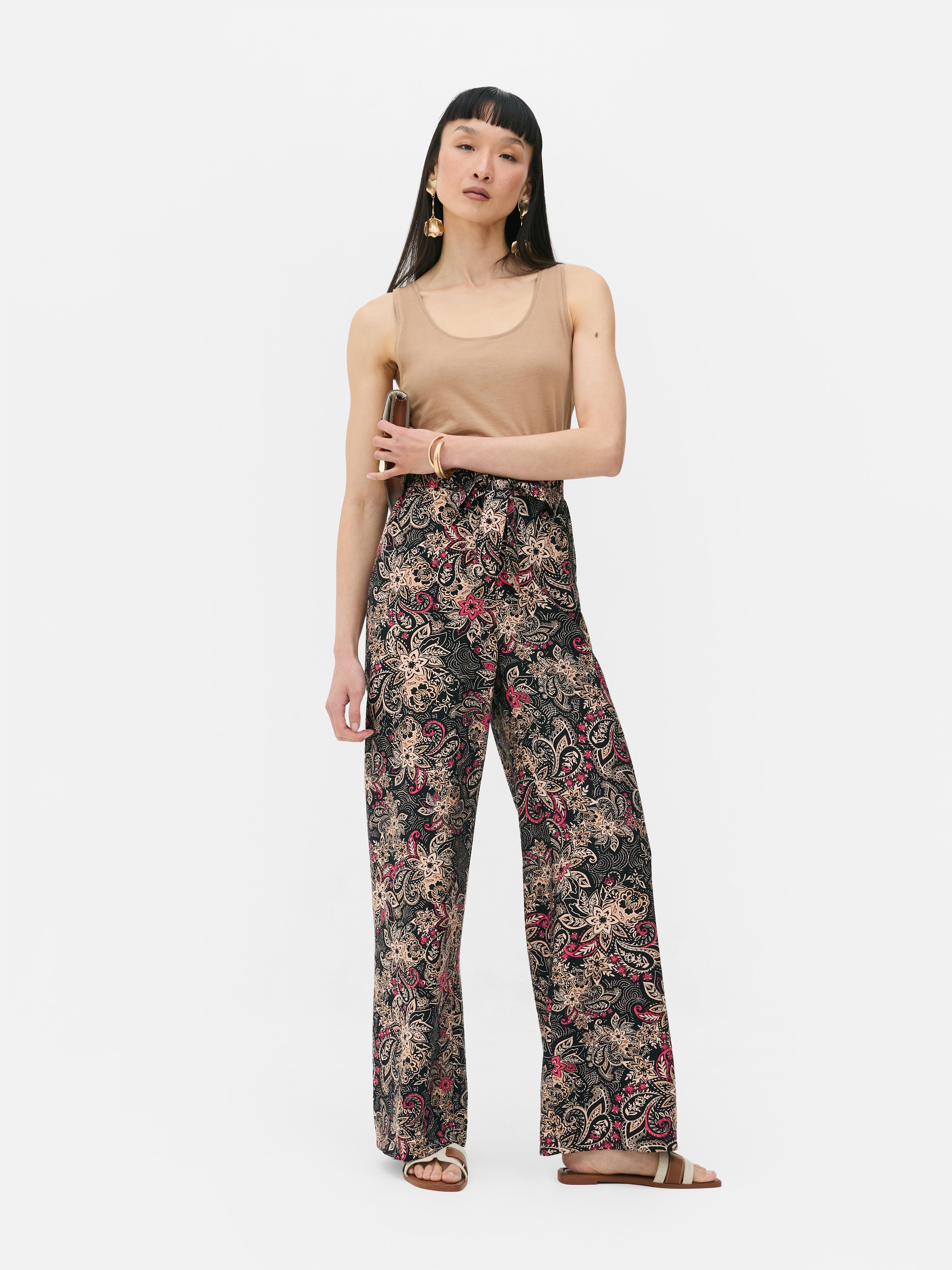 Bedruckte Palazzo-Hose mit weitem Bein