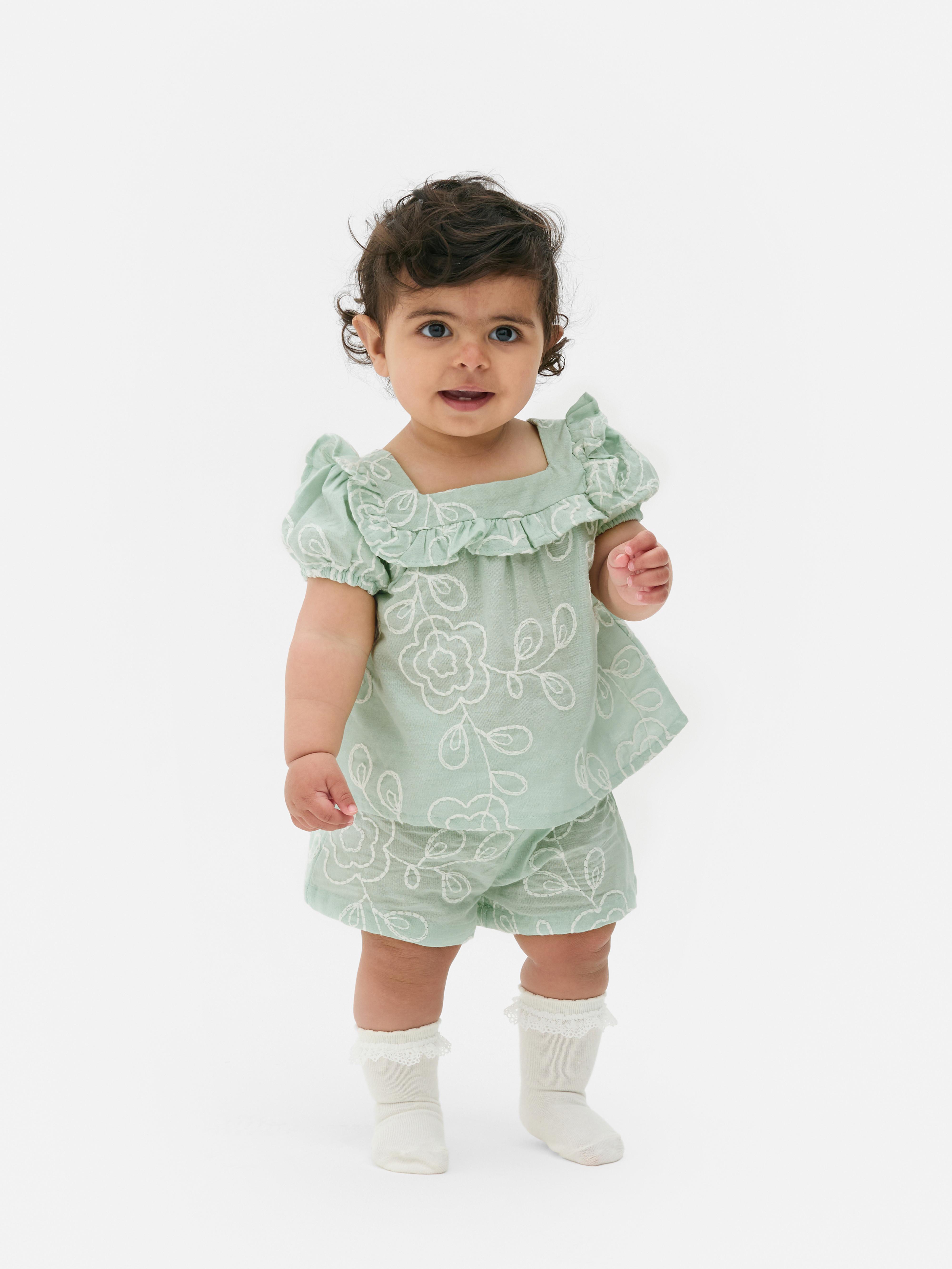 Floral Ruffle Blouse and Shorts