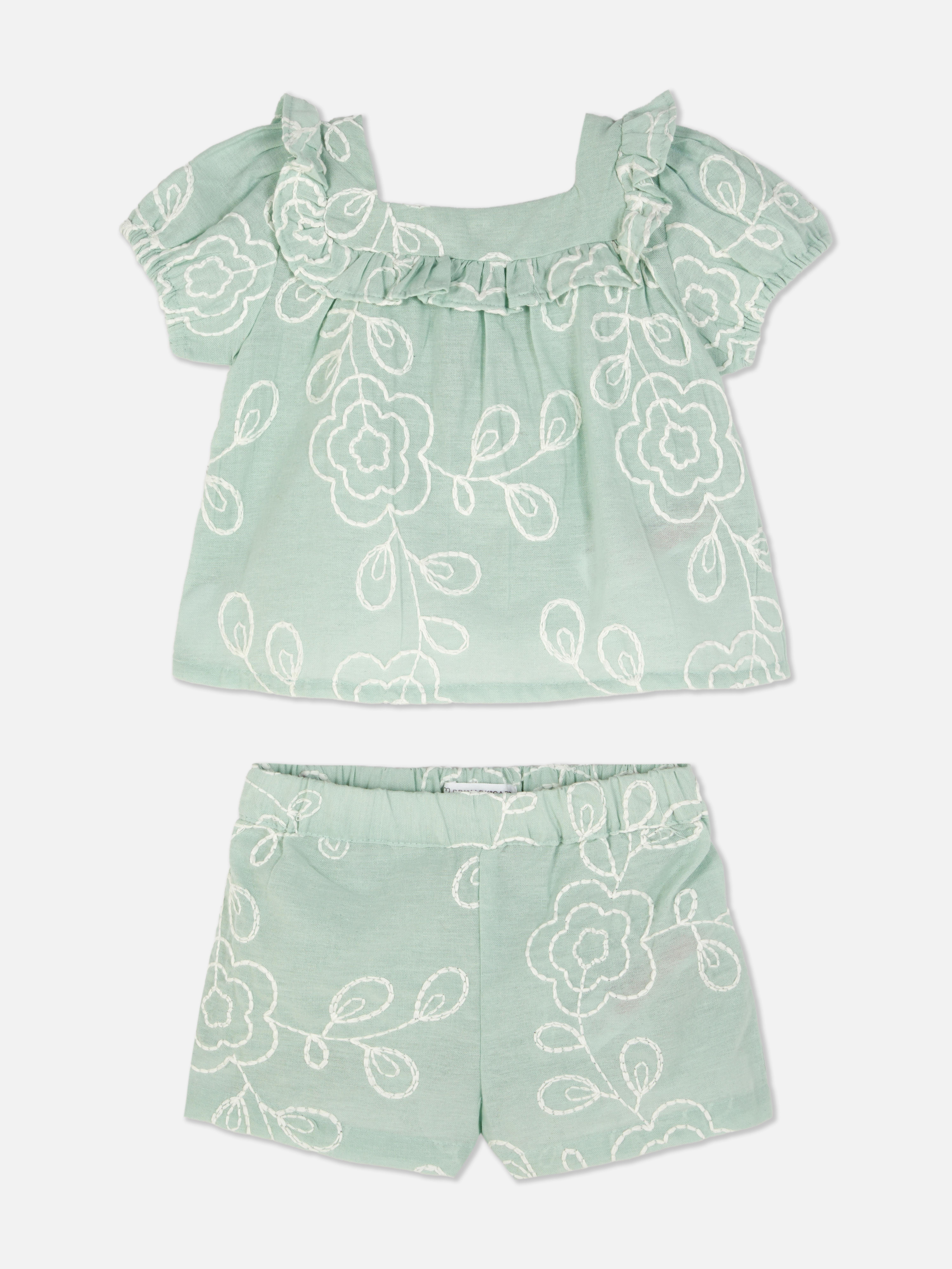 Floral Ruffle Blouse and Shorts