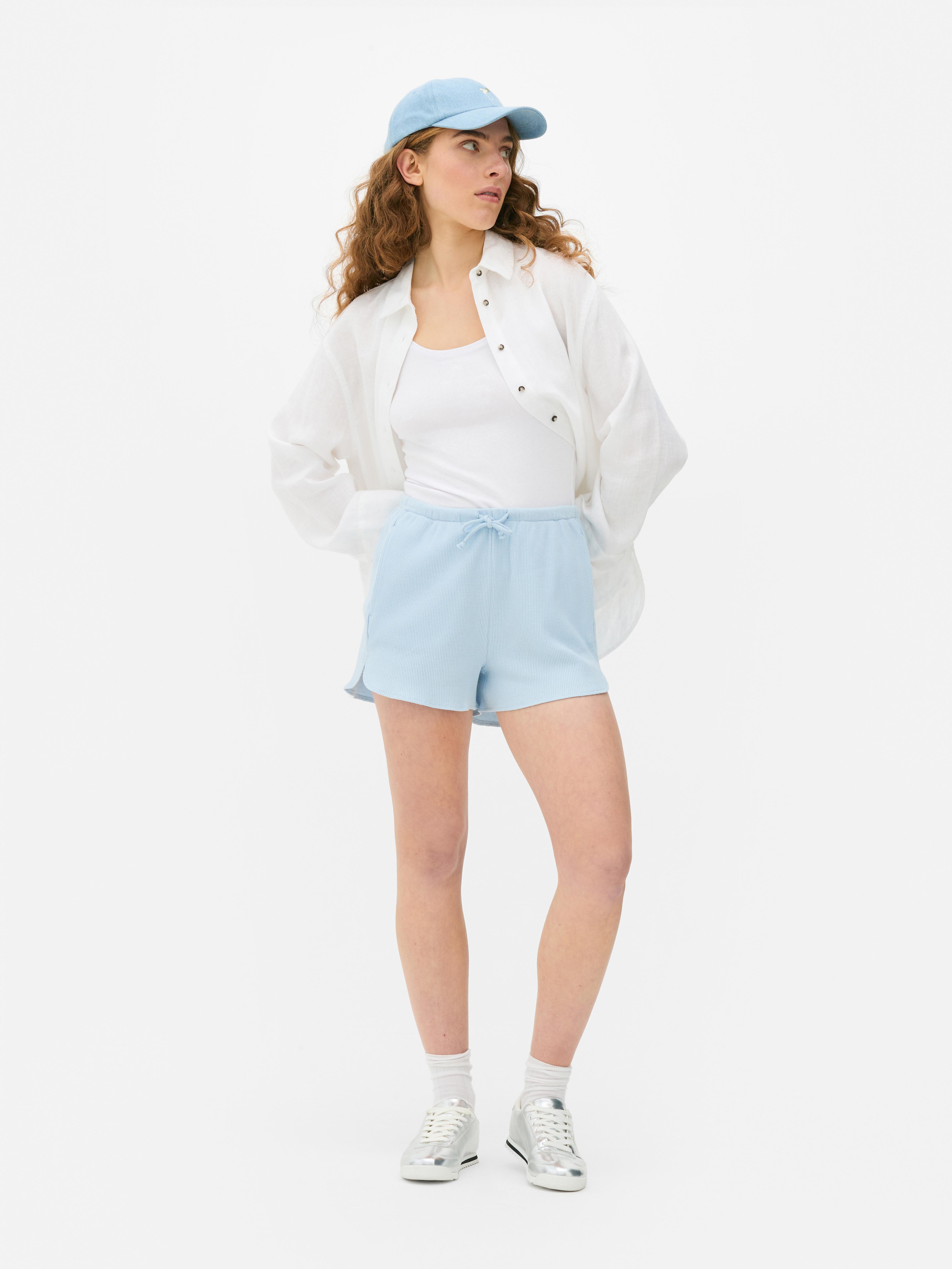 Short à texture gaufrée Bleu clair