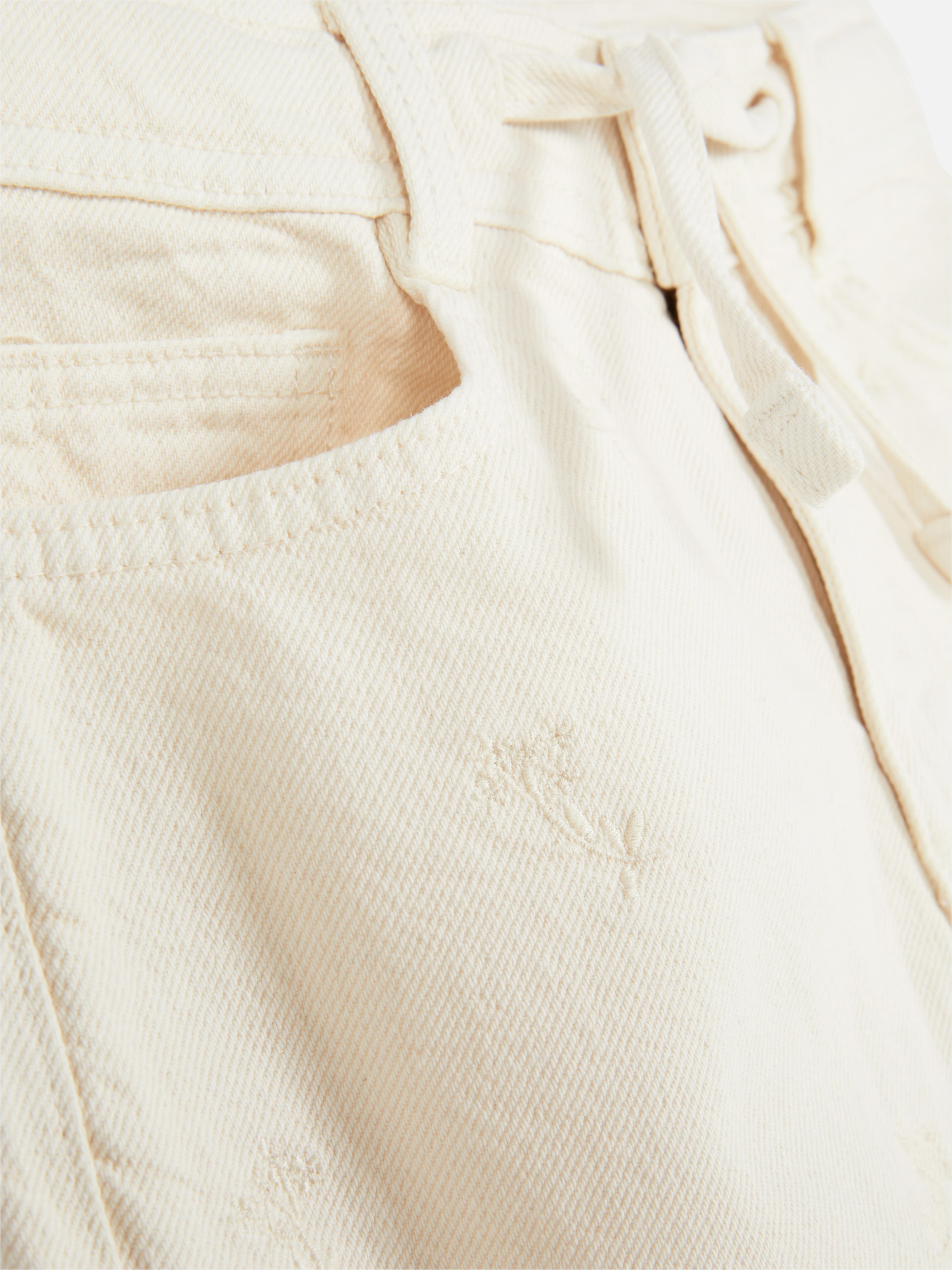 Floral Embroidered Wide Leg Jeans