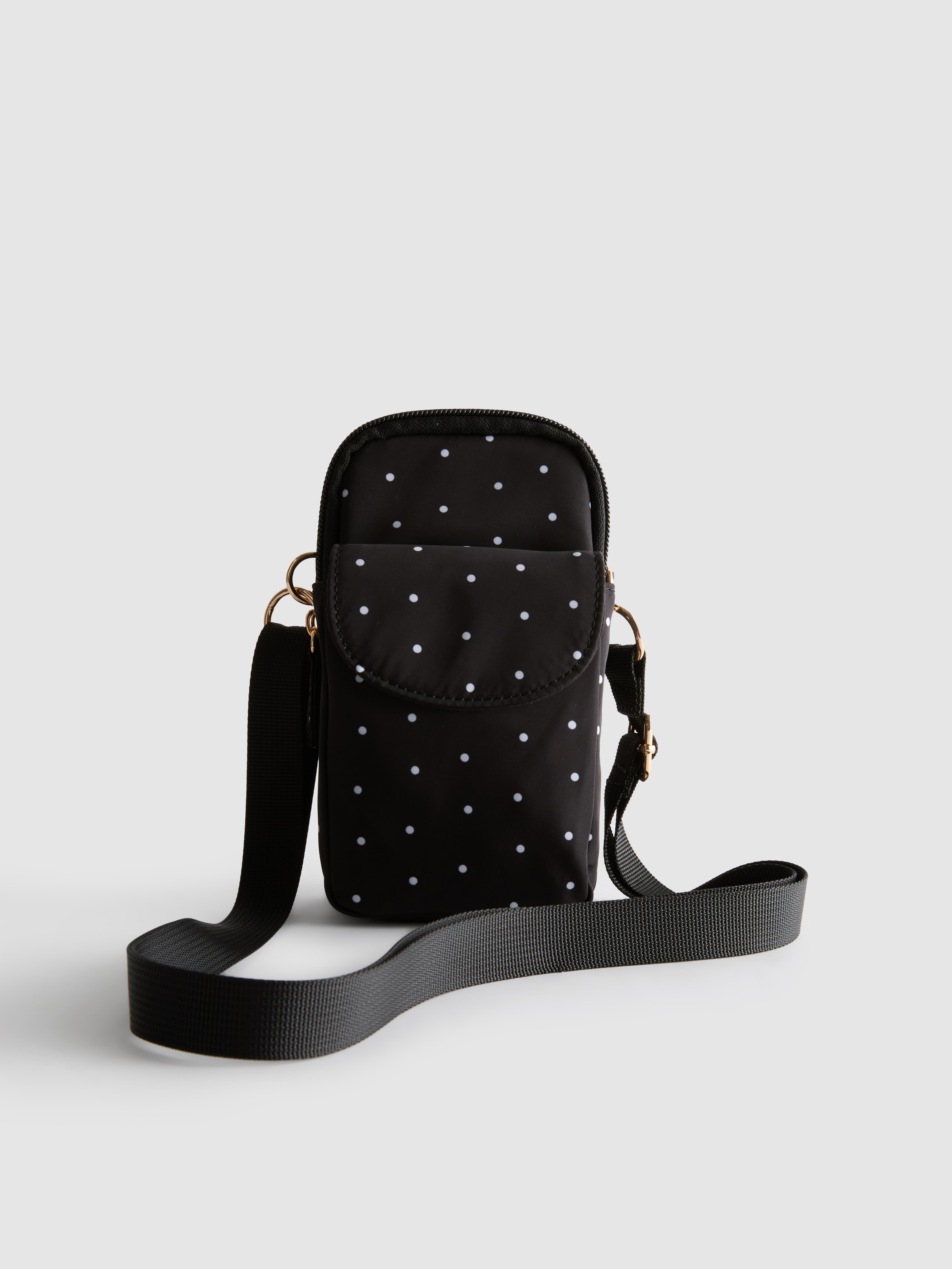 Women's White/Black Crossbody Phone Pouch