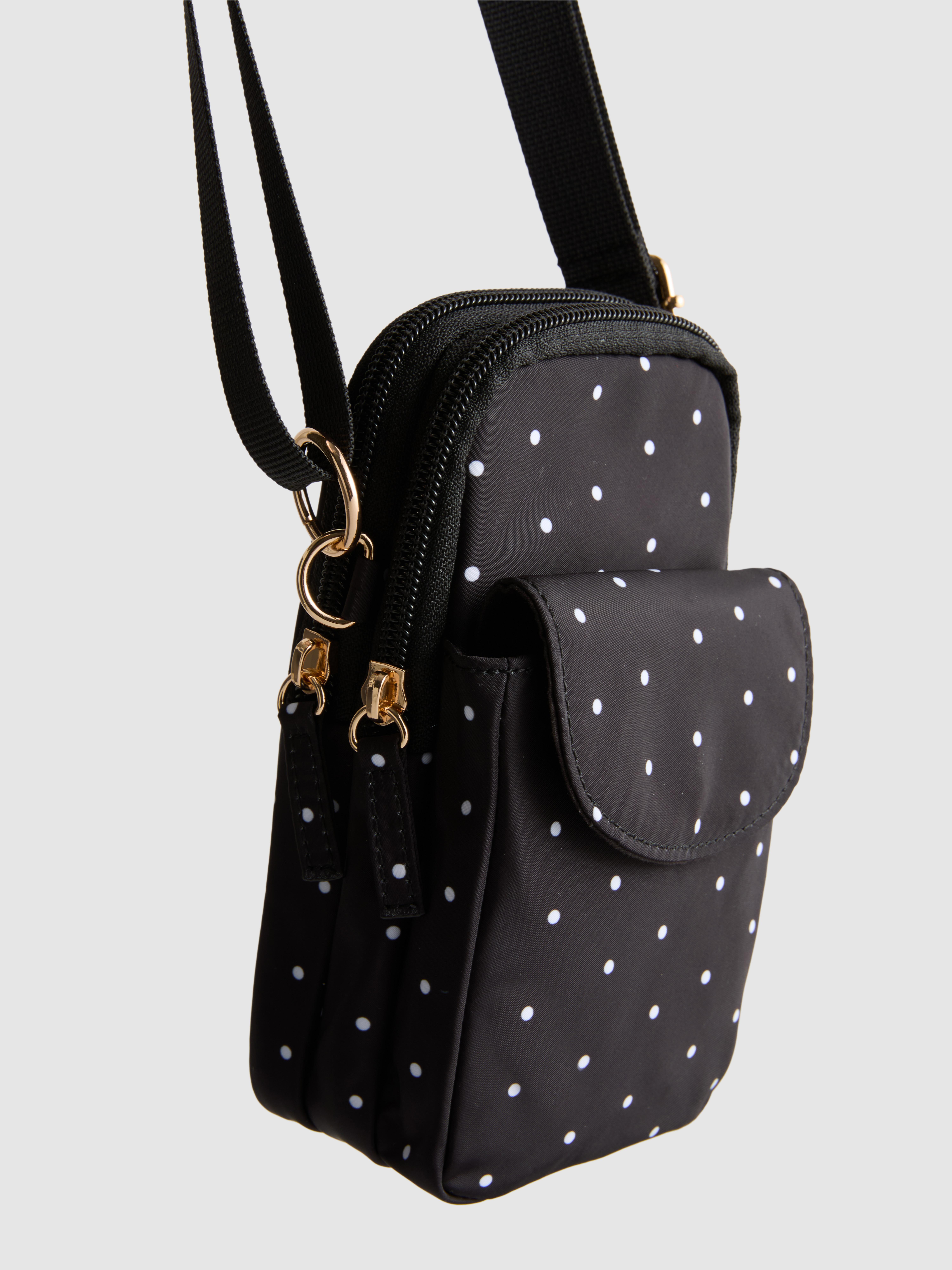 Women's White/Black Crossbody Phone Pouch