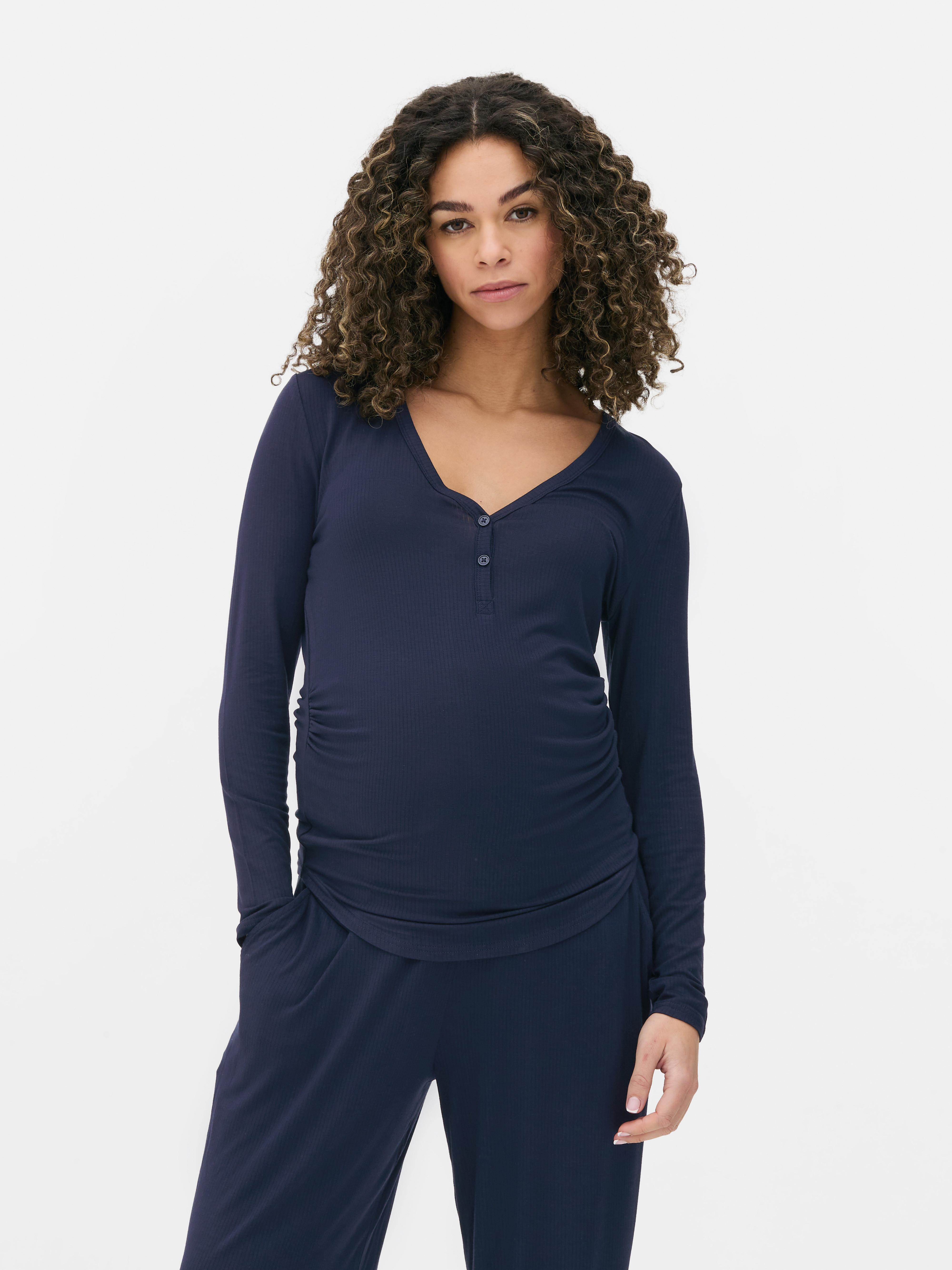 Top pijama canelado maternidade