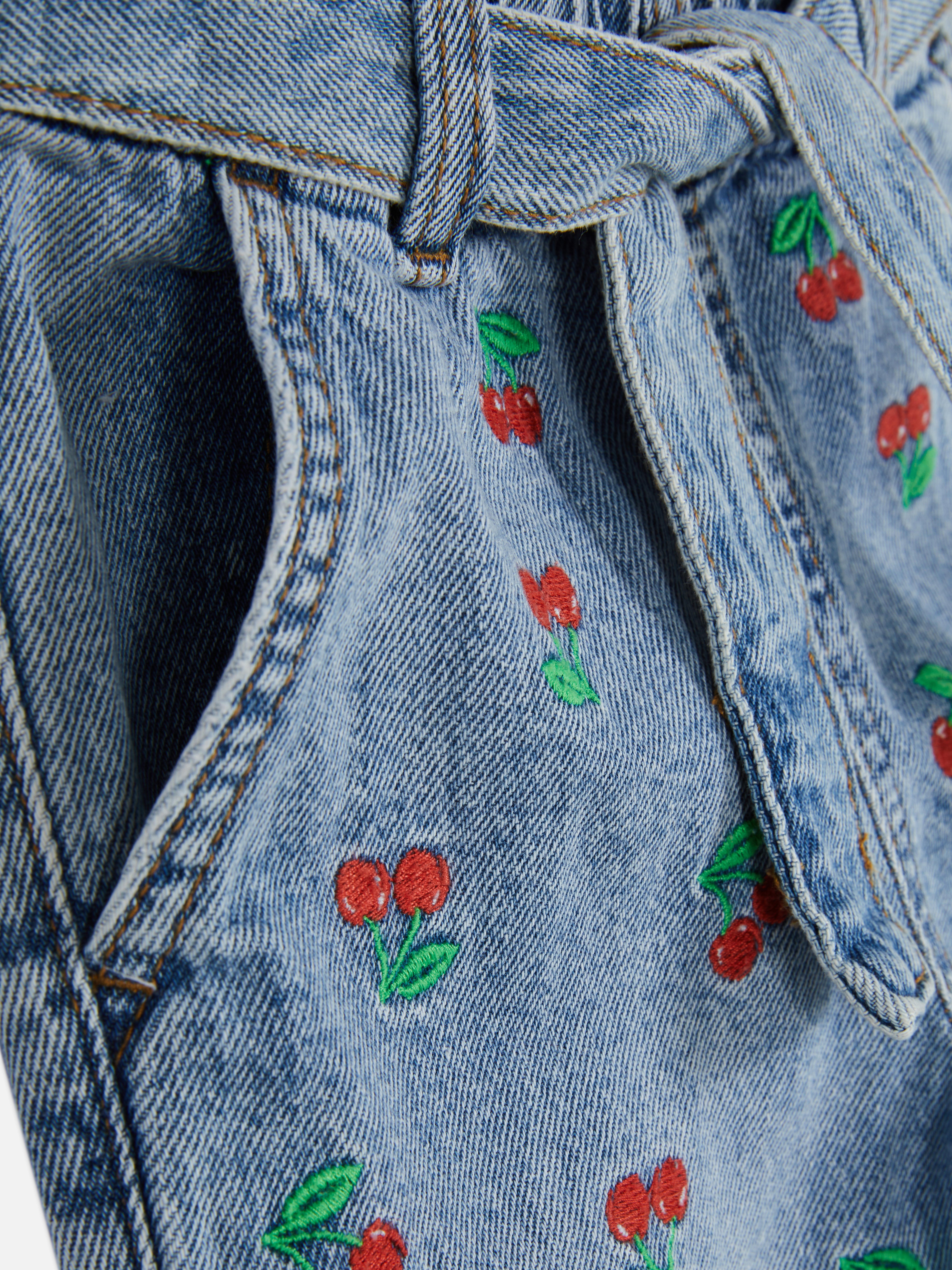 Girls Light Blue Embroidered Wide Leg Jeans | Primark