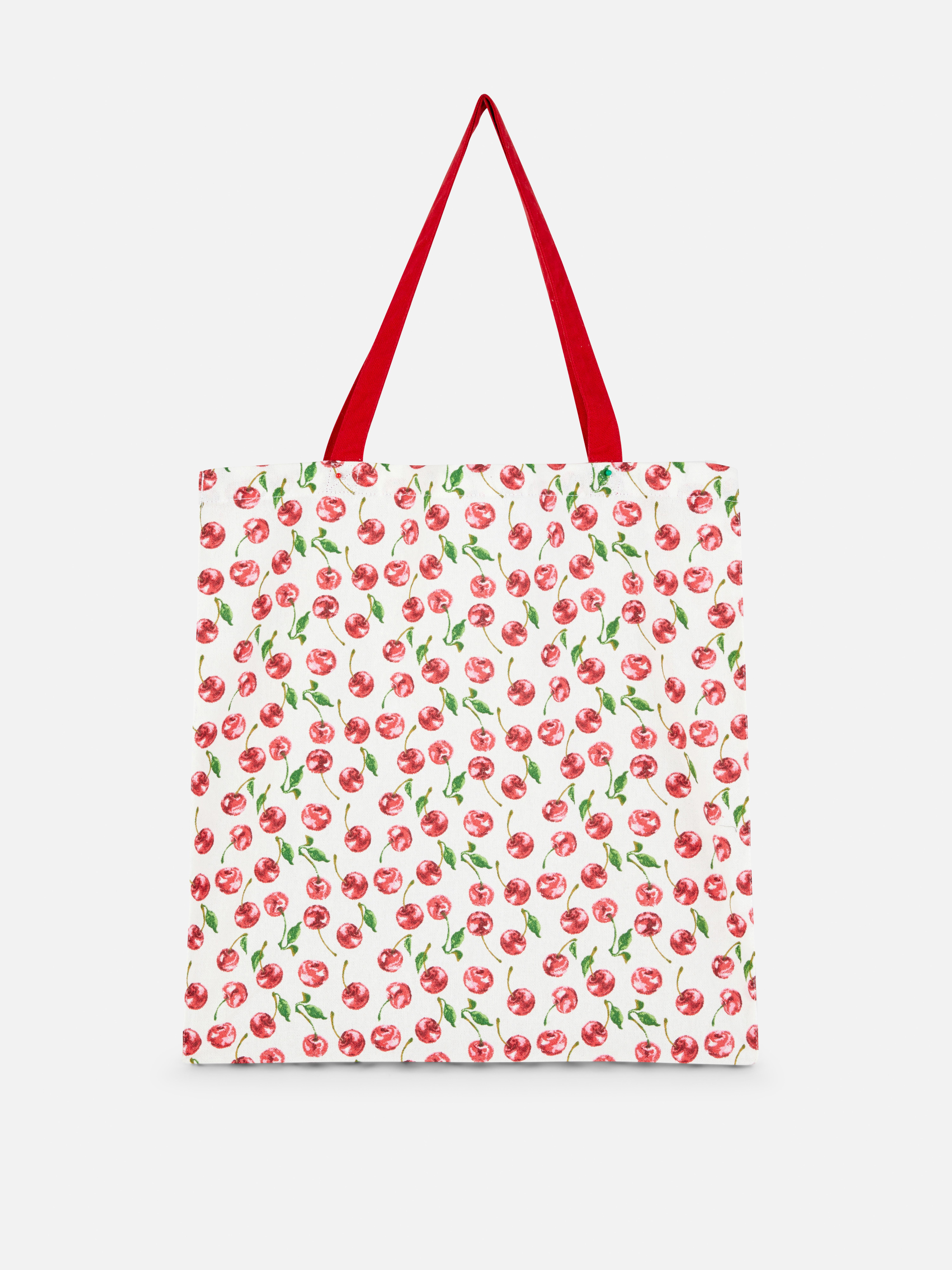 Herbruikbare canvas tas met kersenprint