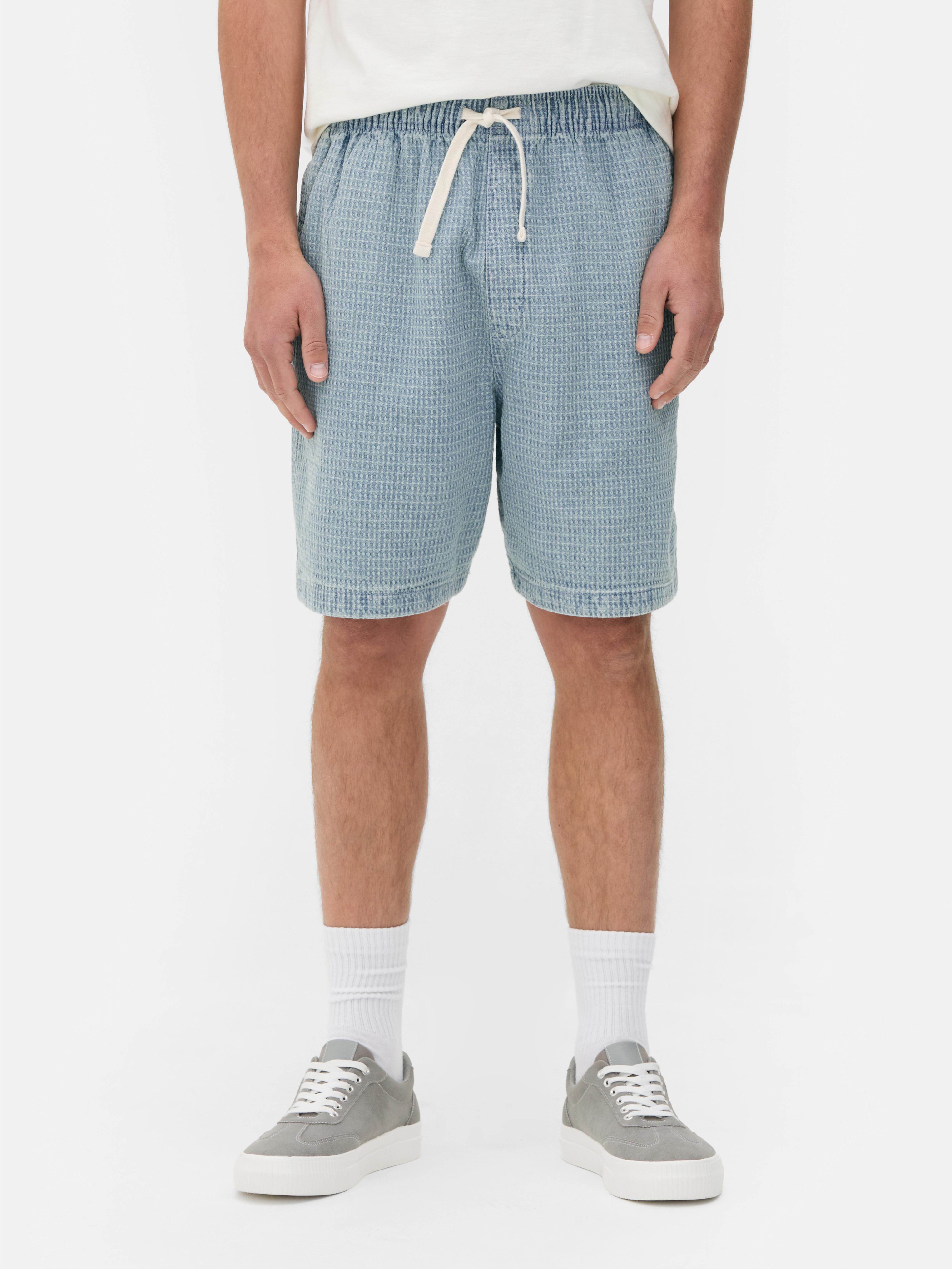 Denim Waffle Texture Shorts