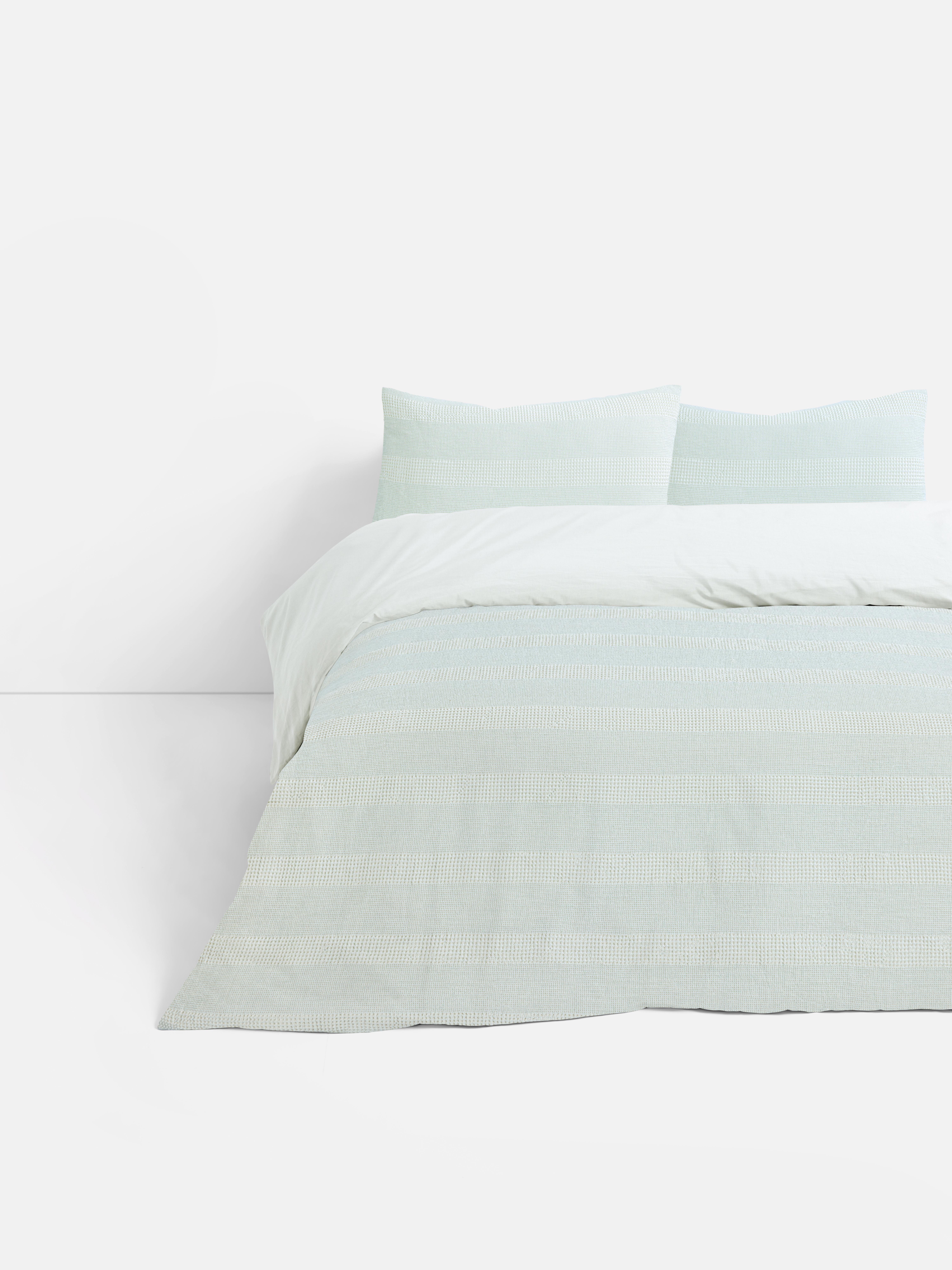 Bettwäscheset mit Waffelstruktur und Kontraststreifen, Doppelbett
