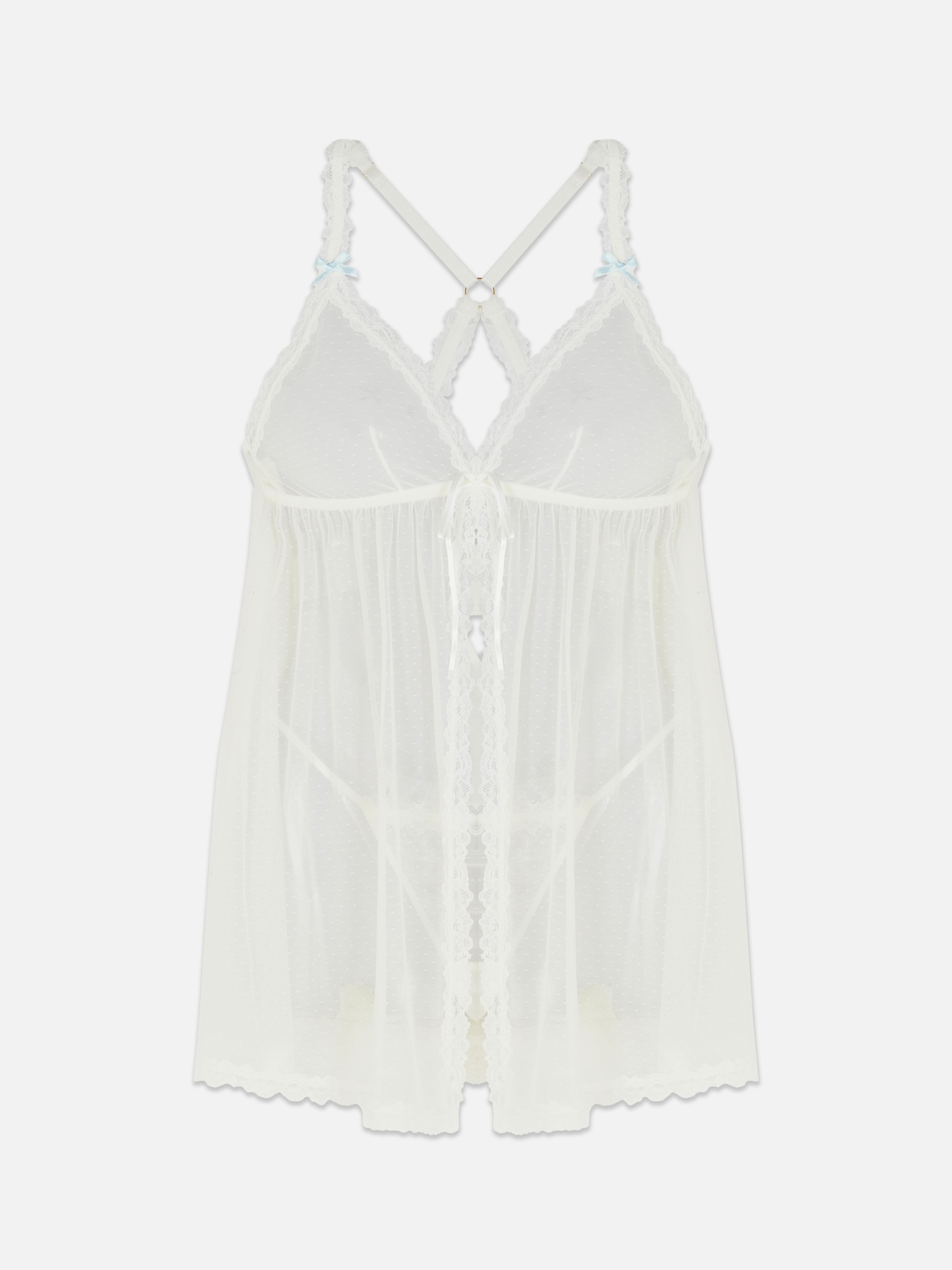 Babydoll Lingerie Donna In Rete - Sexy Senza Maniche Con Strass, Regolabile E Traspirante