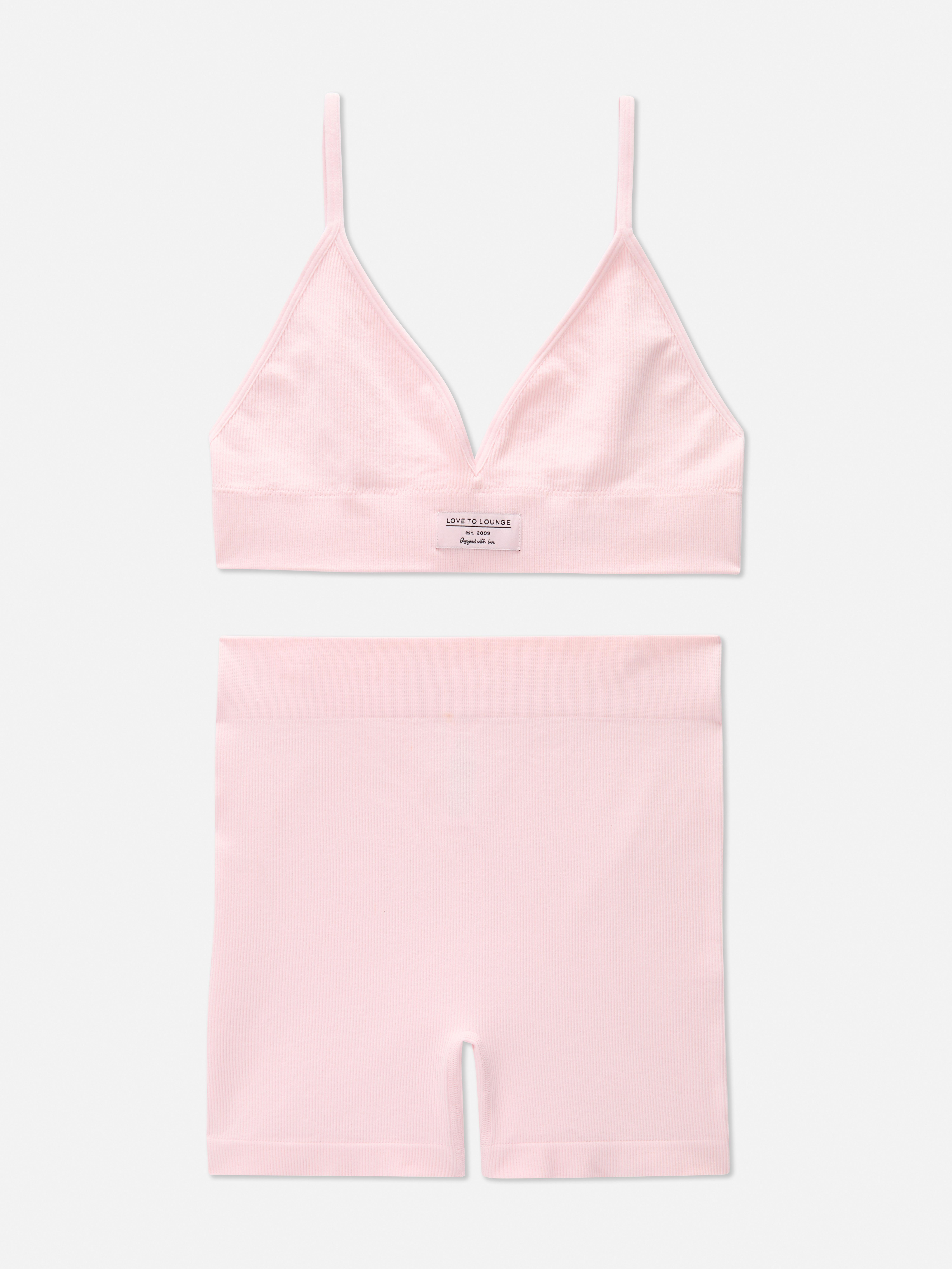 Women's Pink Love To Lounge Bralette and Shorts Set | Primark