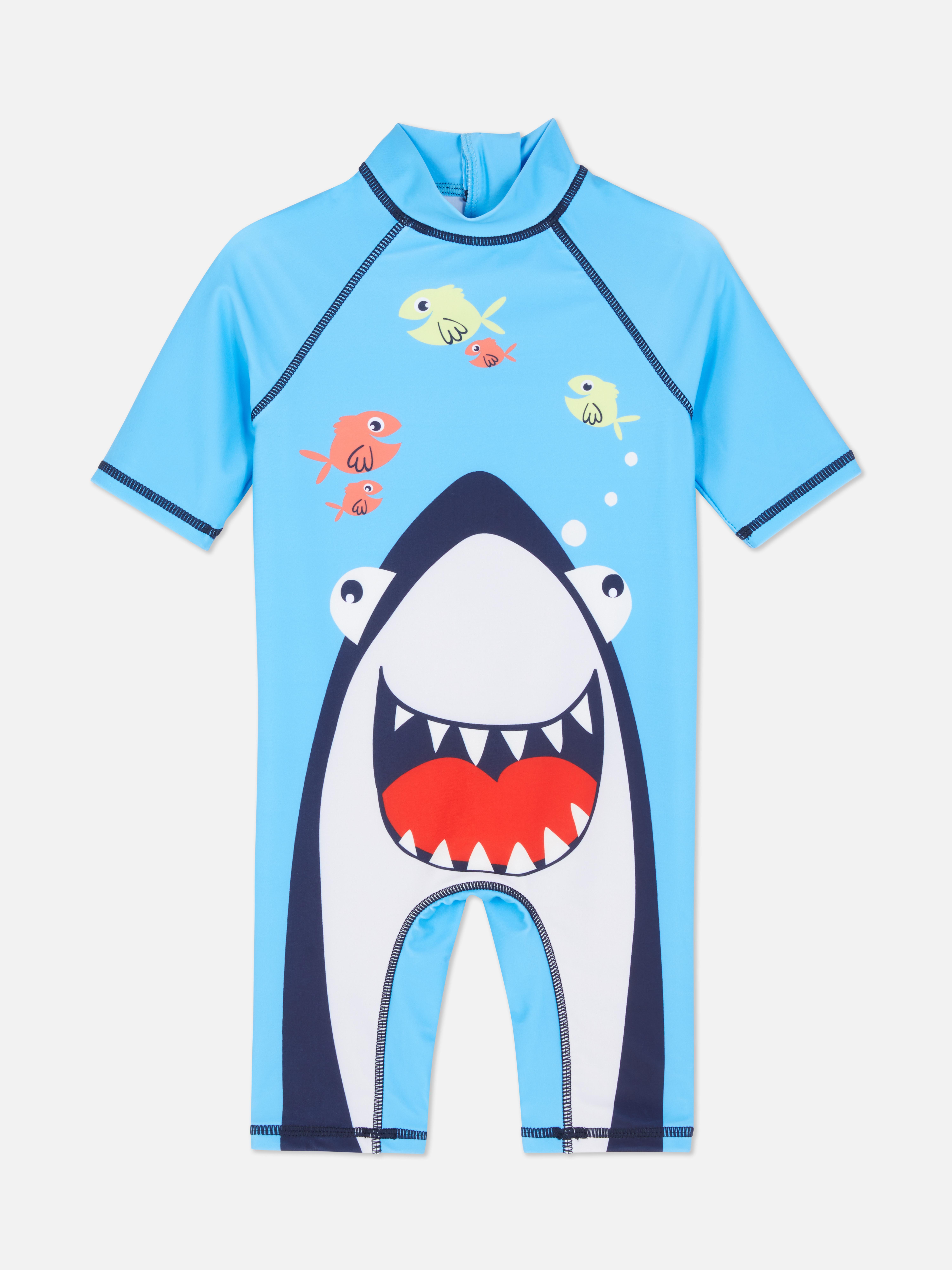 Costume da bagno con cerniera a tema squalo
