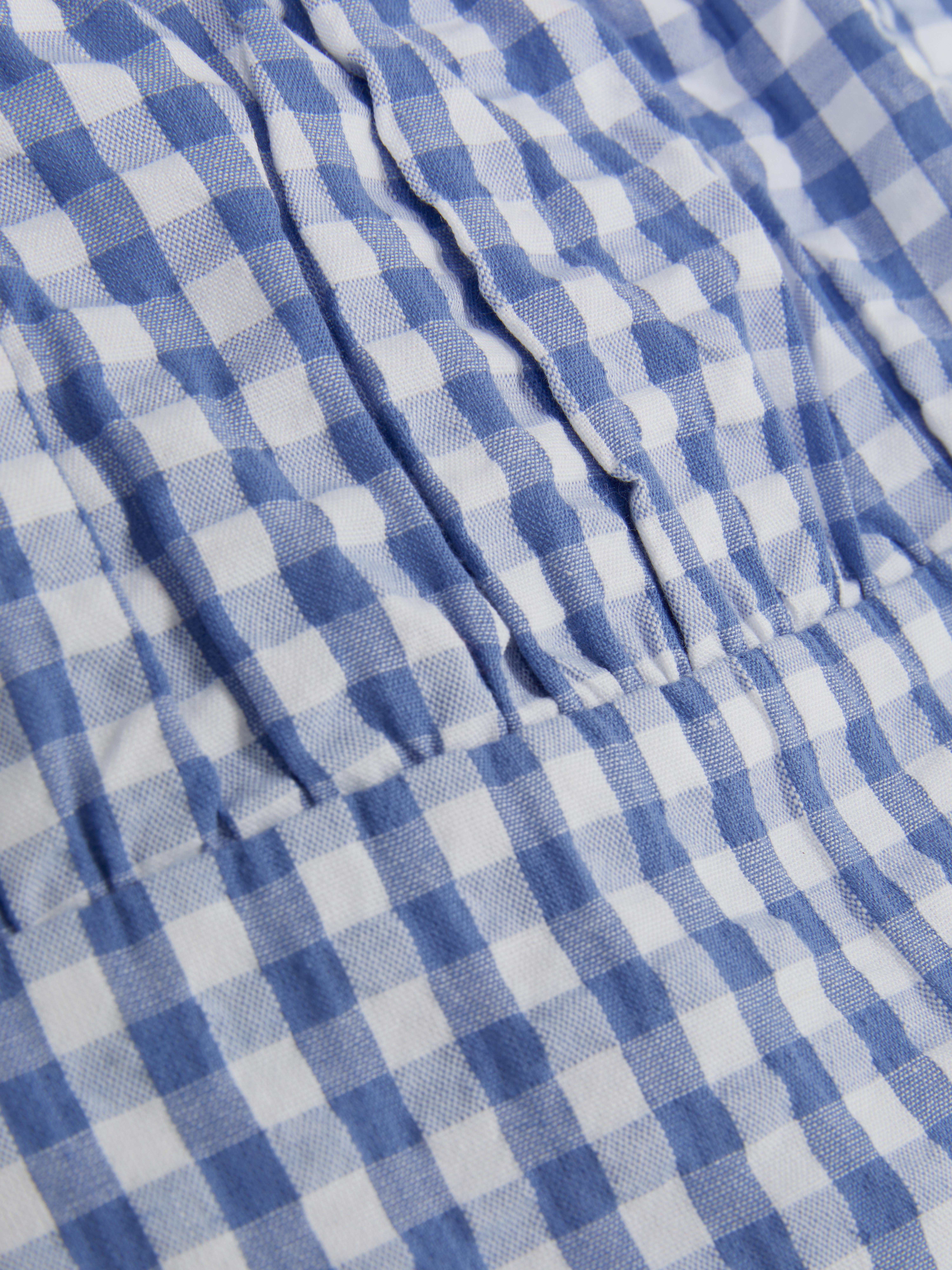 Korte geruite blouse met kant