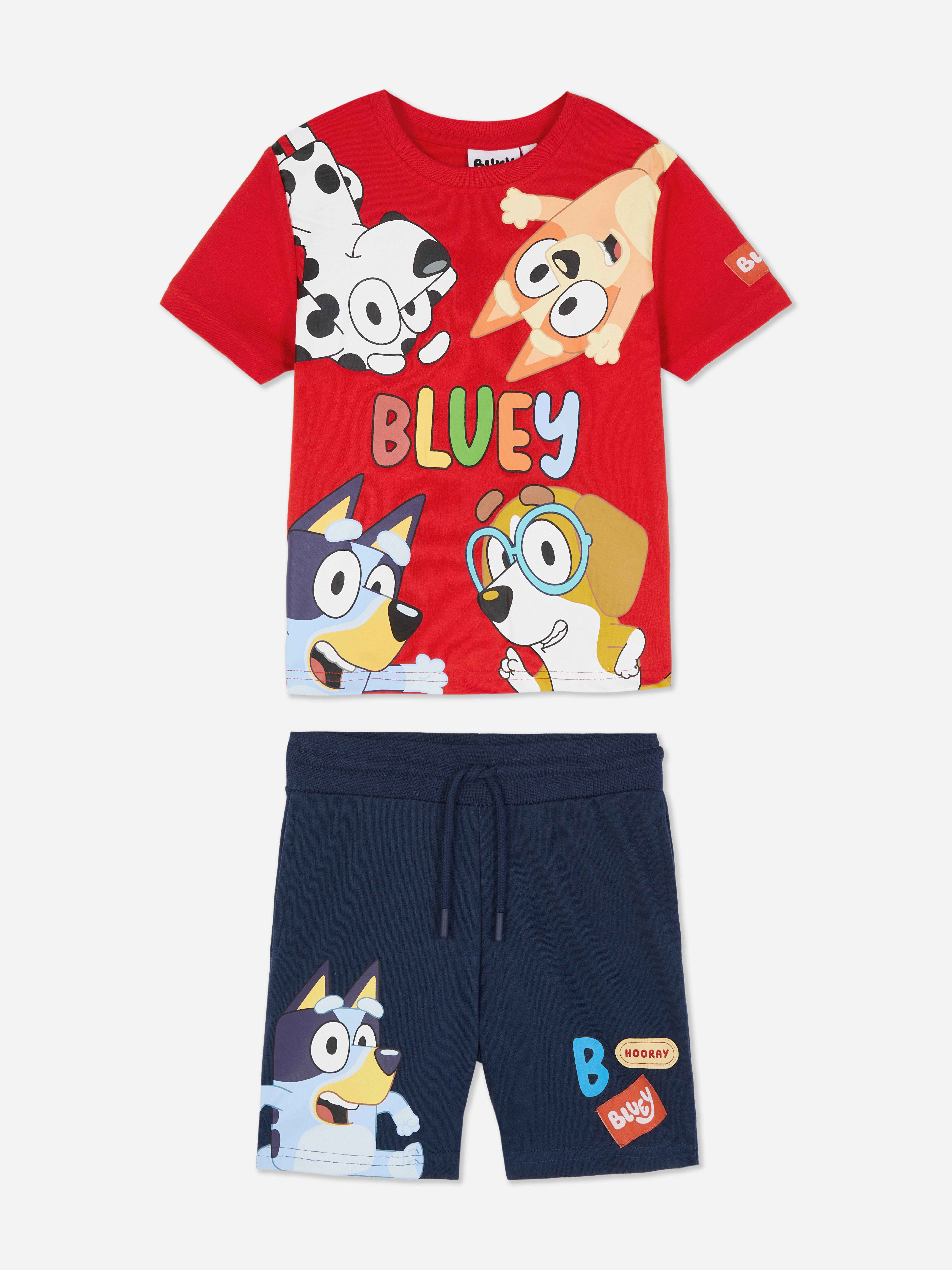 Completo maglietta e pantaloncini con grafica Bluey