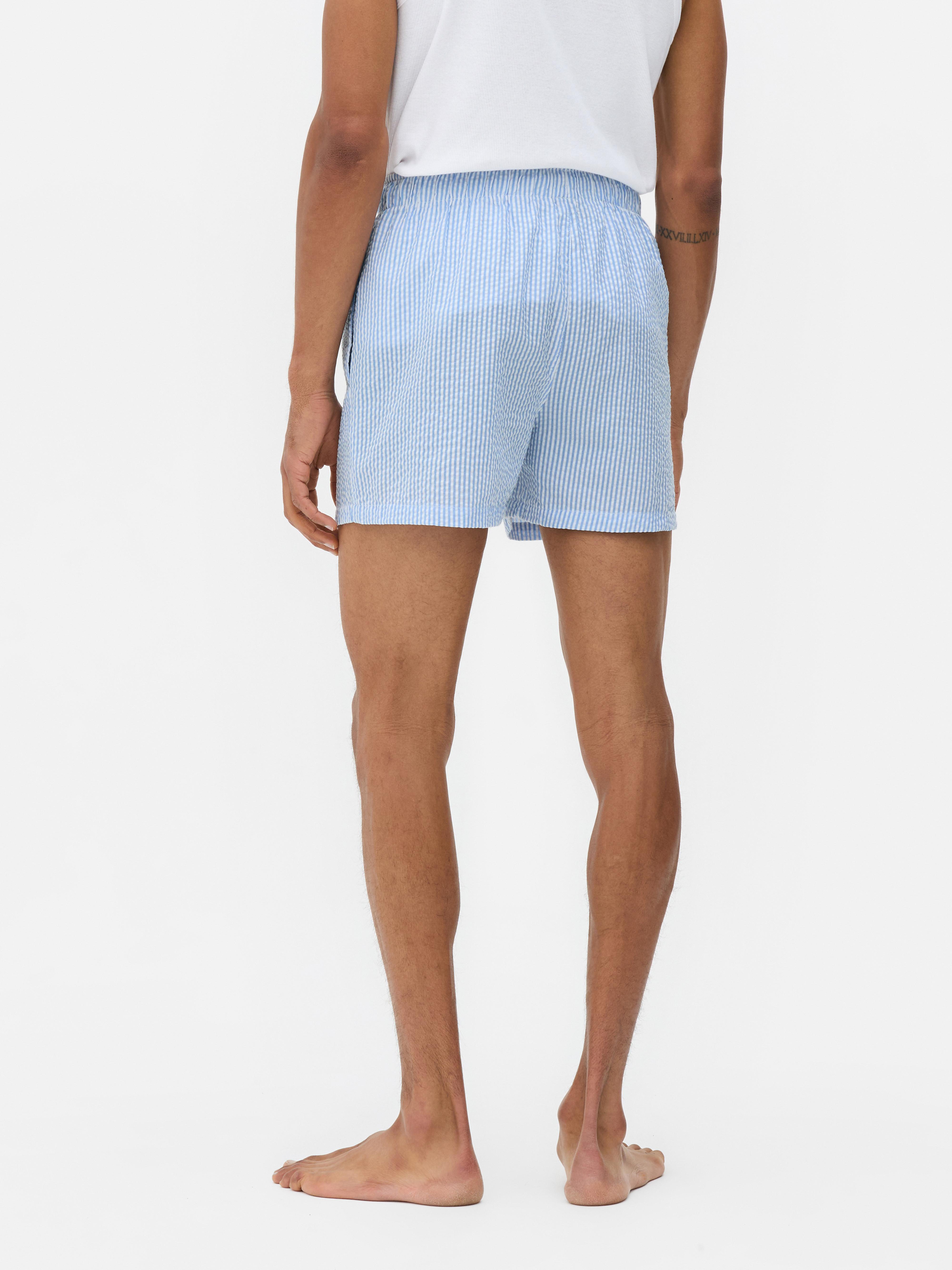 Gestreepte seersucker short met trekkoord