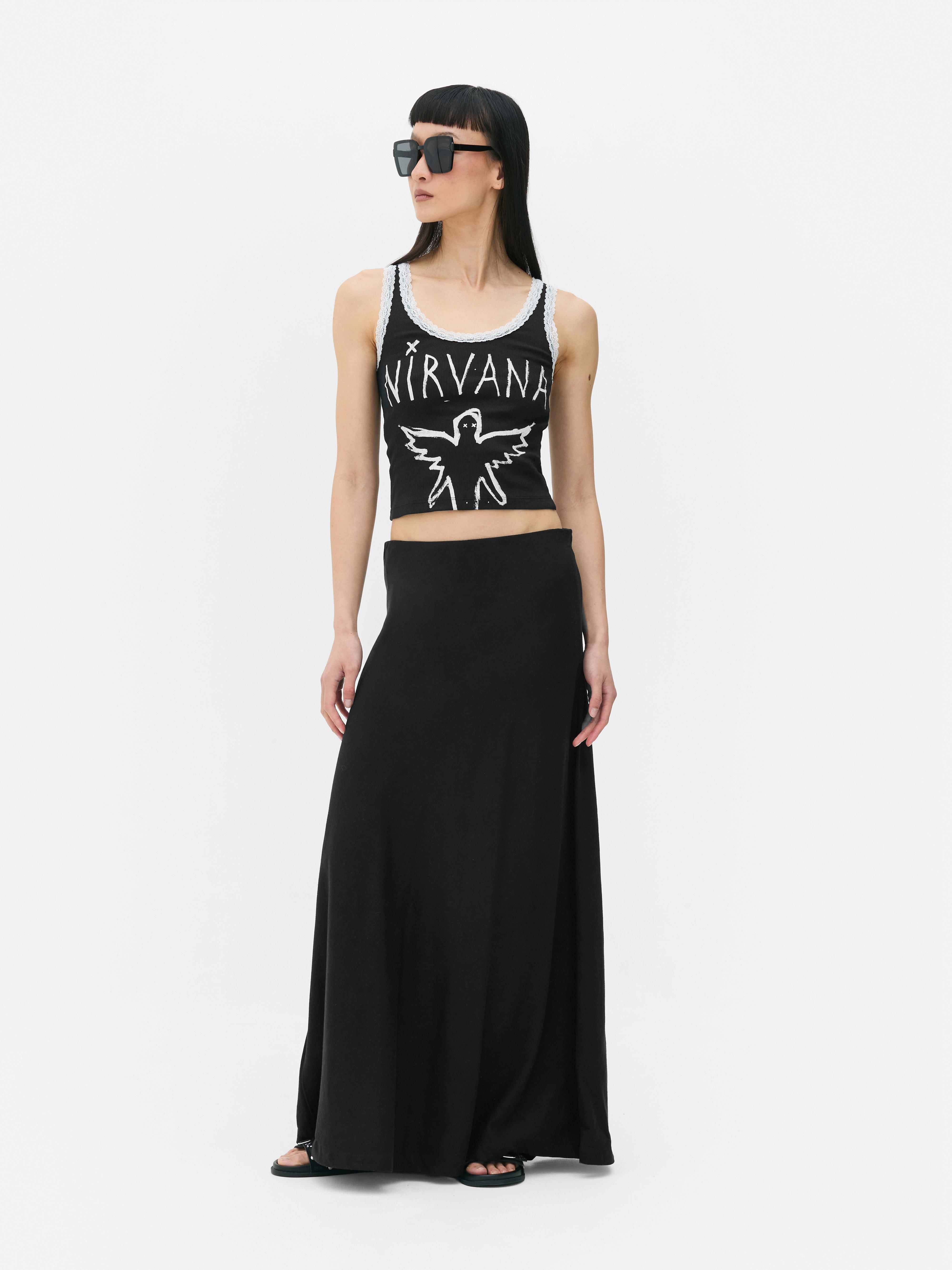 Camiseta gráfica de Nirvana, sin mangas y con encaje