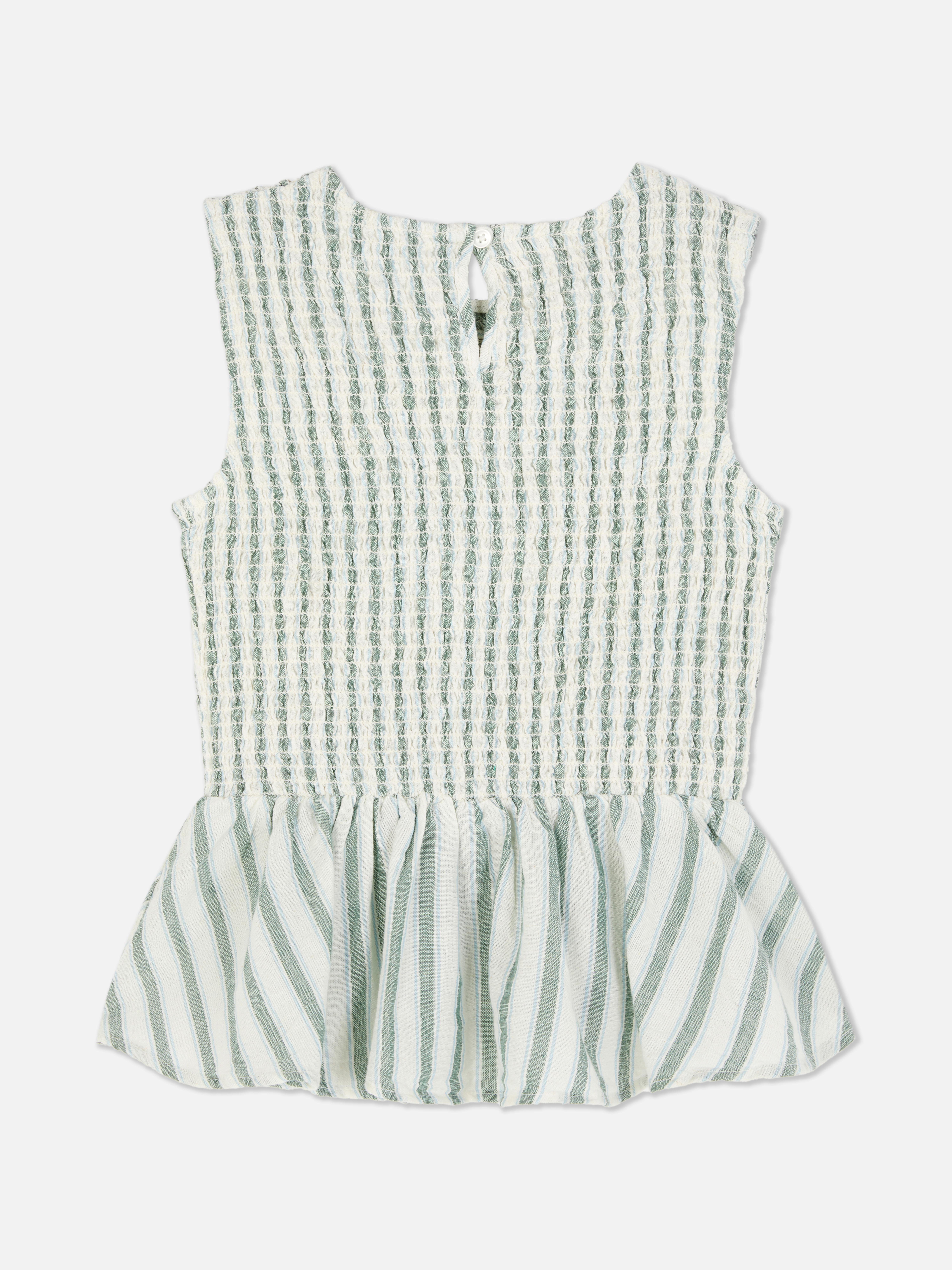 Ärmellose Bluse mit Rüschen und Streifen