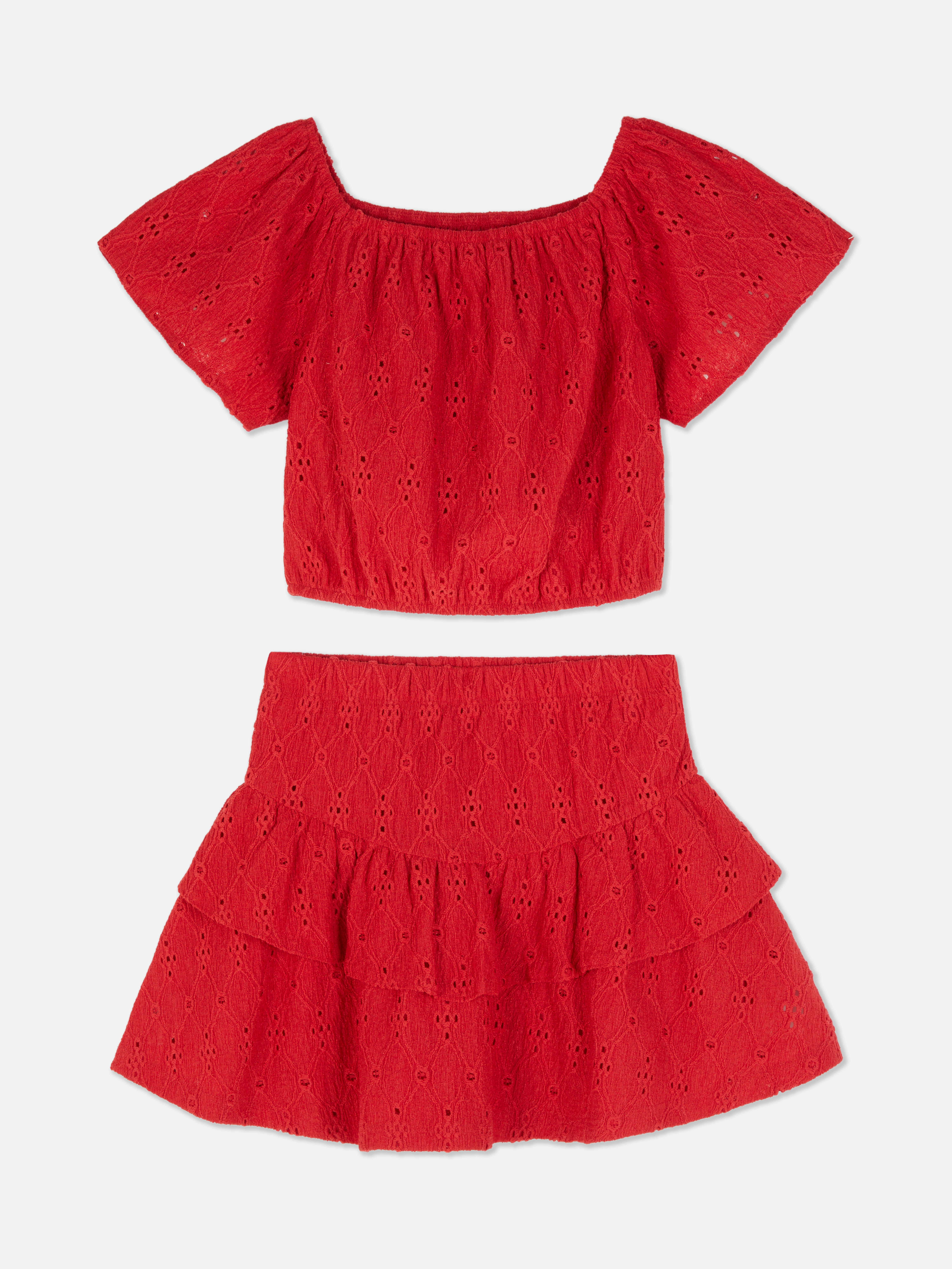 Broderie Anglaise Top and Skirt Set
